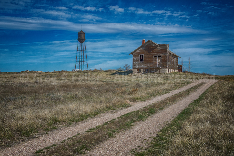 Abandoned Methodist Church with a Prominent Water Tower - Keota, Colorado