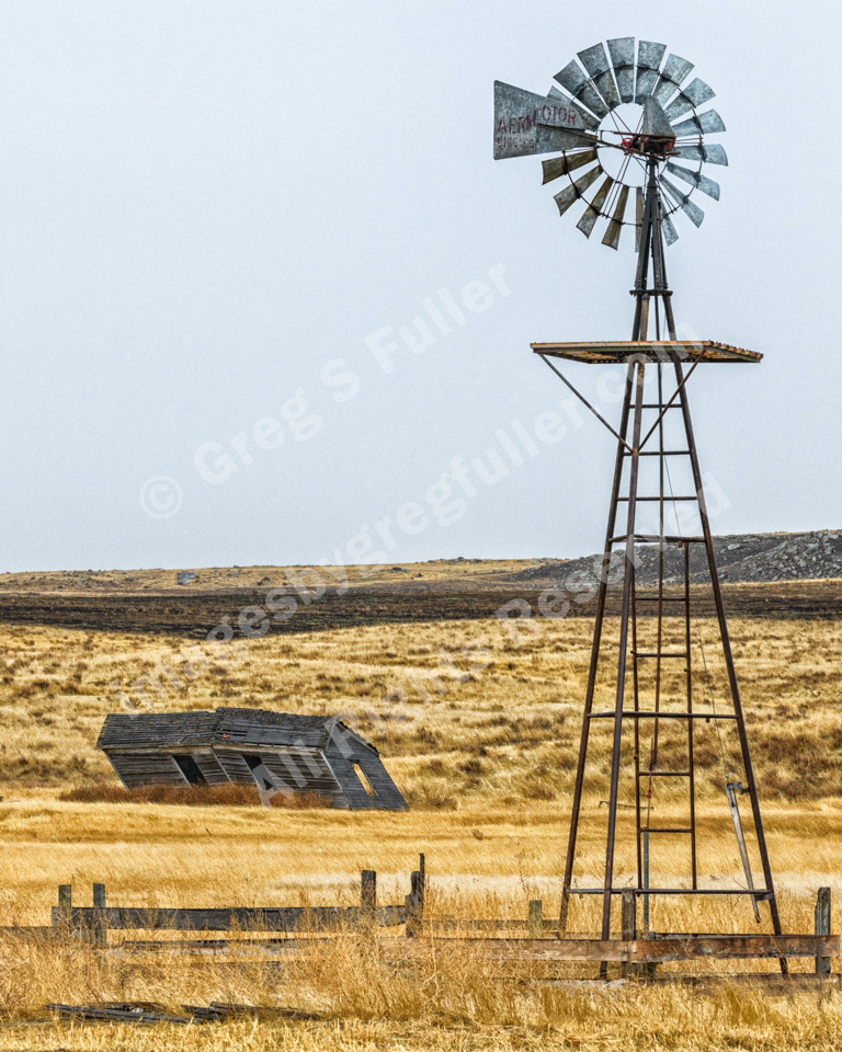 Prairie Leaner - Old Abandoned House & Windmill on the Prairie - Logan County, Colorado