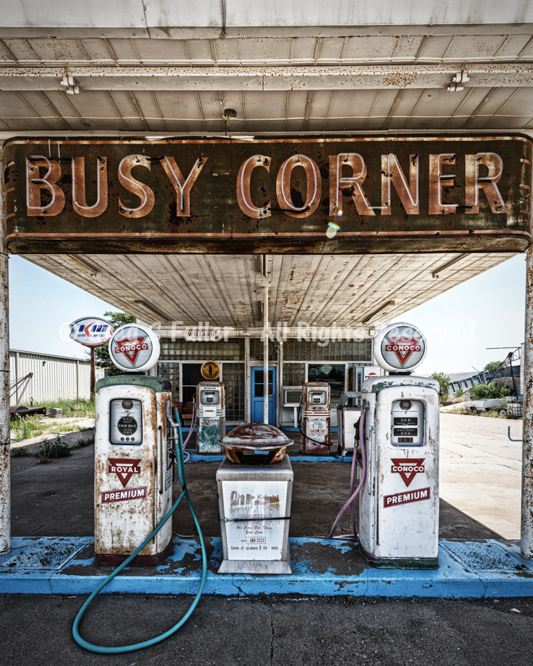 Once a Busy Corner - Vintage Conoco Gas Station - Hollis Oklahoma