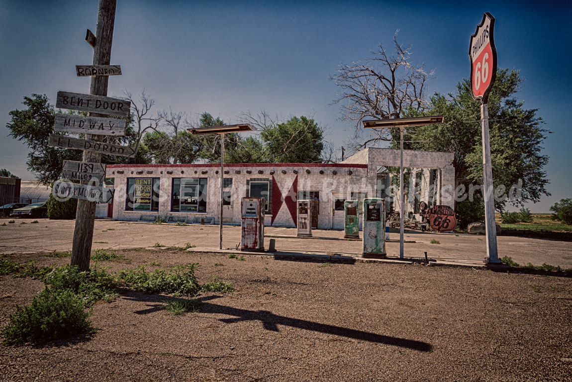 Vintage Phillips 66 at the Bent Door Cafe - Along Route 66 - Adrian, Texas