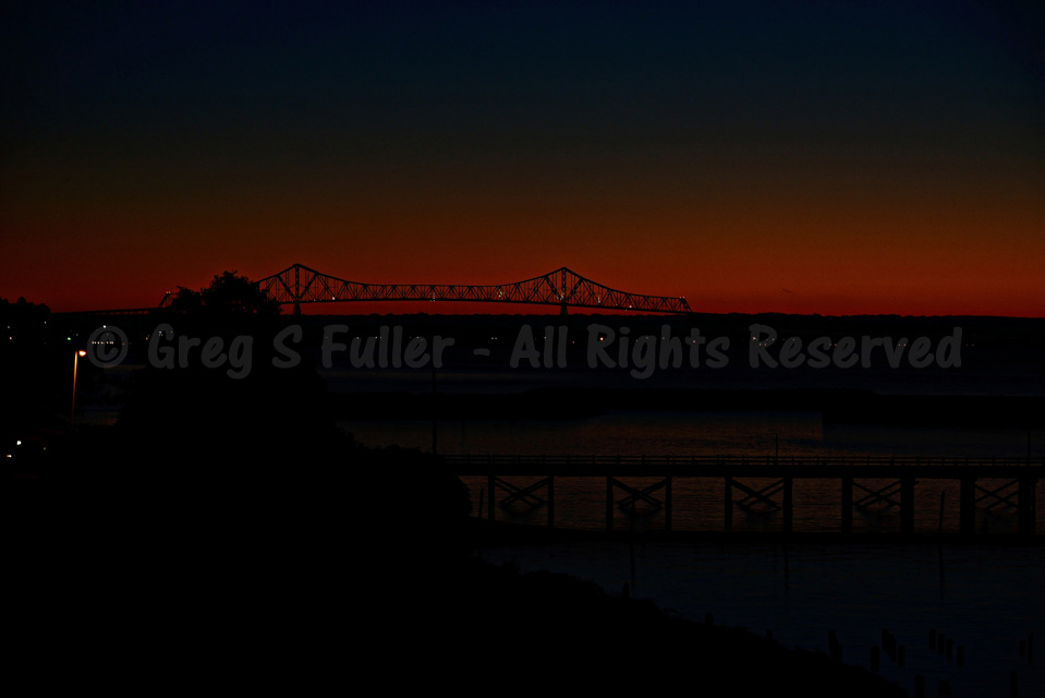 Sunset's Last Light Over the Columbia River - Astoria-Megler Bridge - Astoria, Oregon