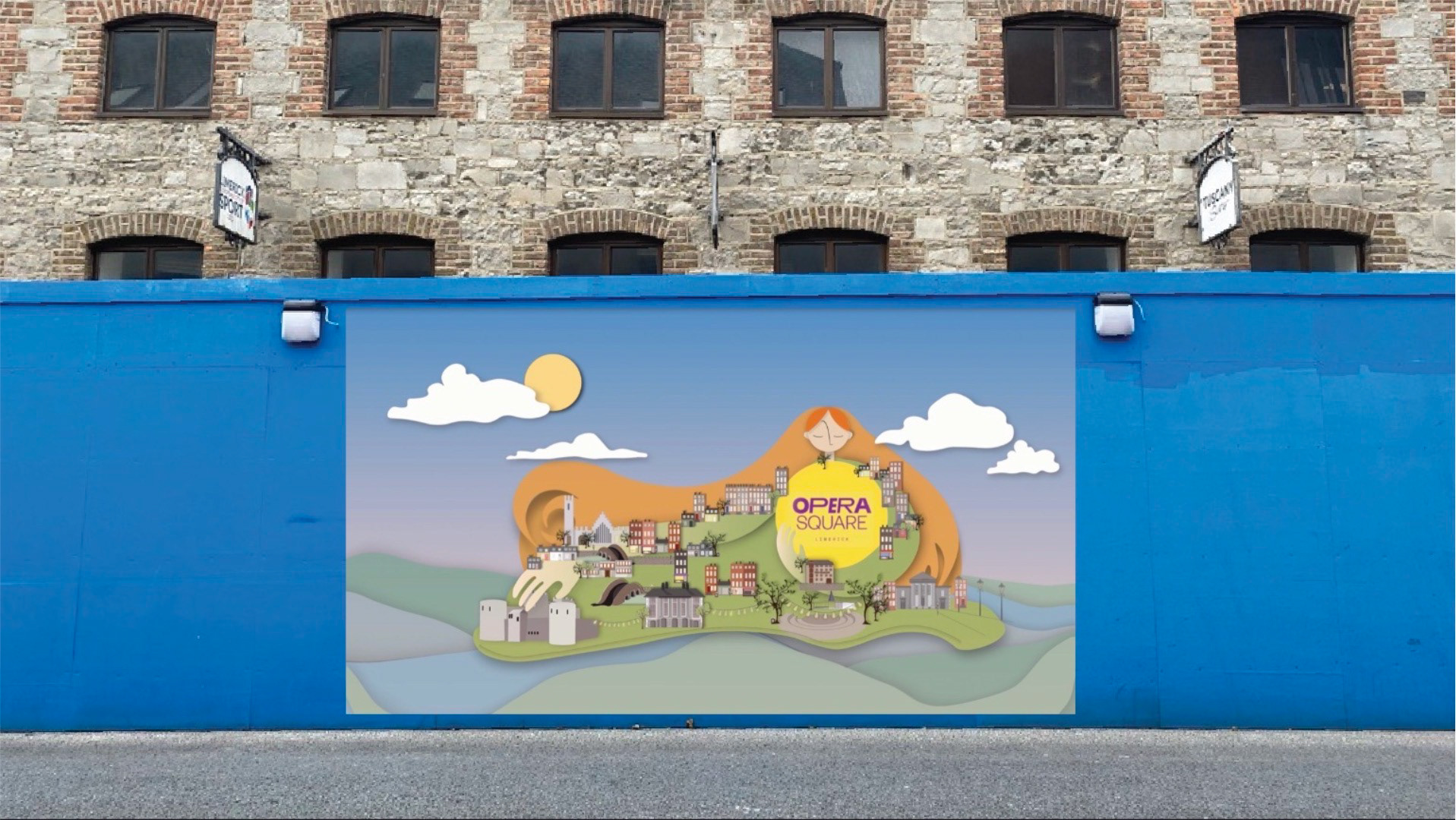 OPERA SQUARE MURAL MOCK UP IN LIMERICK CITY