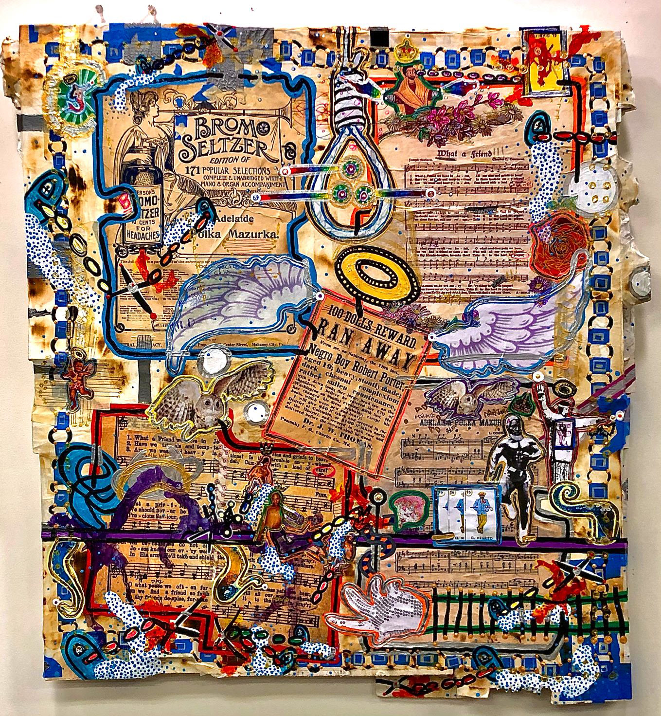 Anthony Smith Jr, Ollie Jean's Hymn to Lost Black Boys (I'll Fly Away), 30 x 34 inches, mixed media, 2021