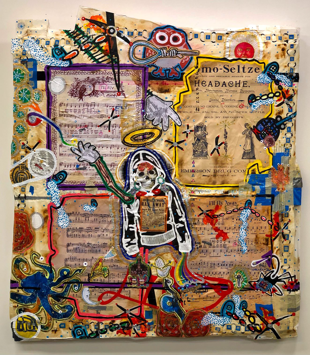 Anthony Smith Jr, Ollie Jean's Hymn to Lost Black Boys (Hallelujah By and By), 30 x 34 inches, mixed media, 2021
