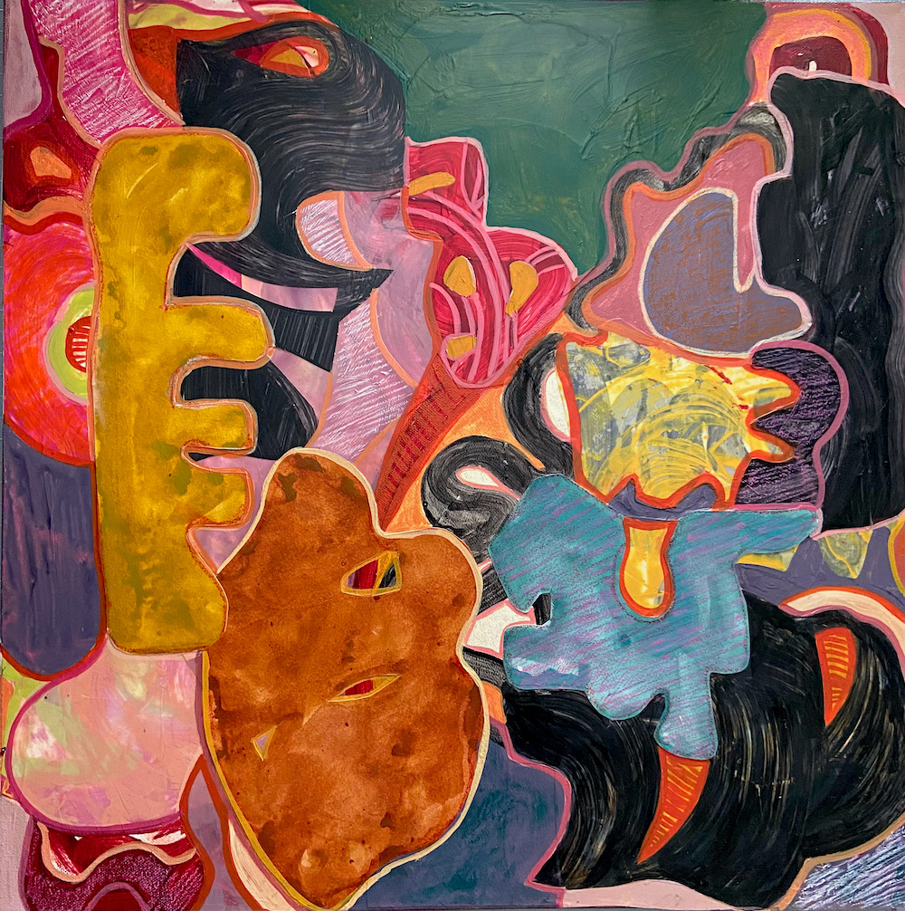 Their Stories Are Seeds, Acrylic and collage on canvas, 20x20in, 2021