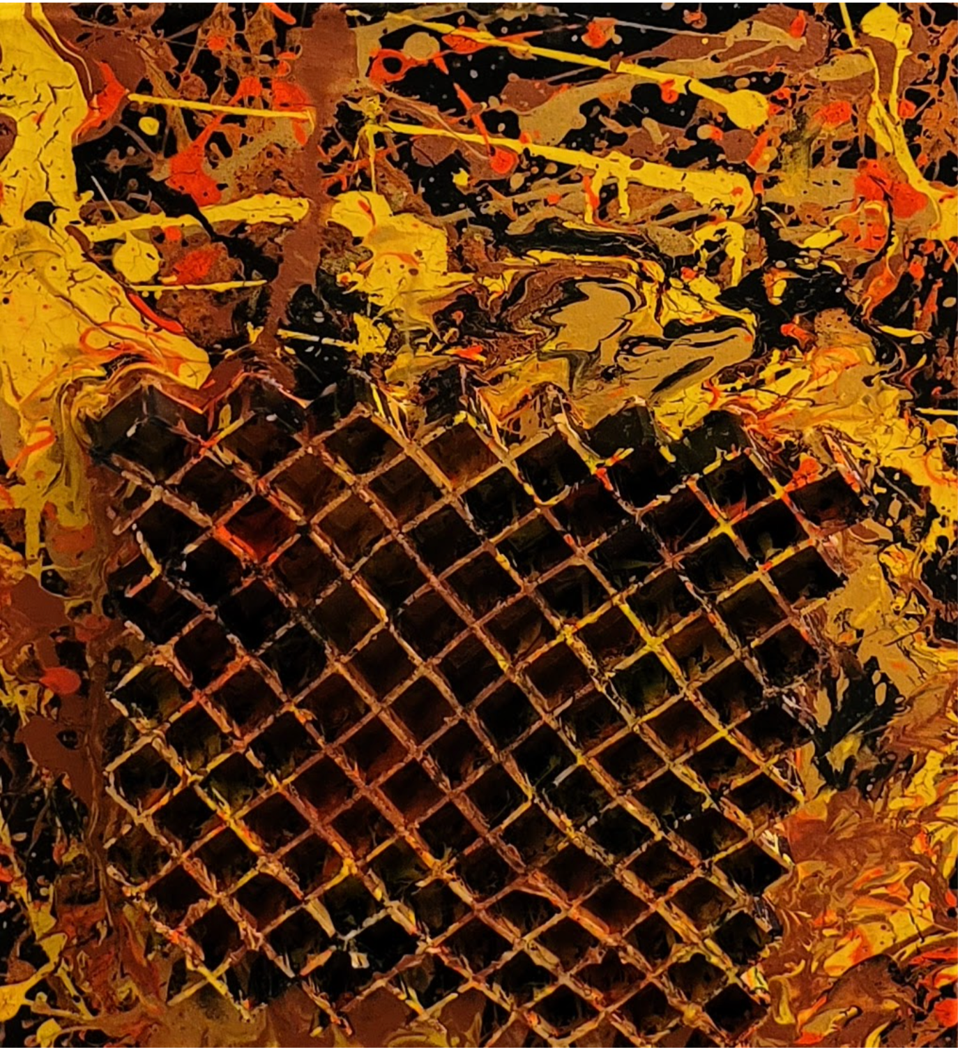 Out of the Box, Mixed media and acrylic, 18 x 24 in, 2021