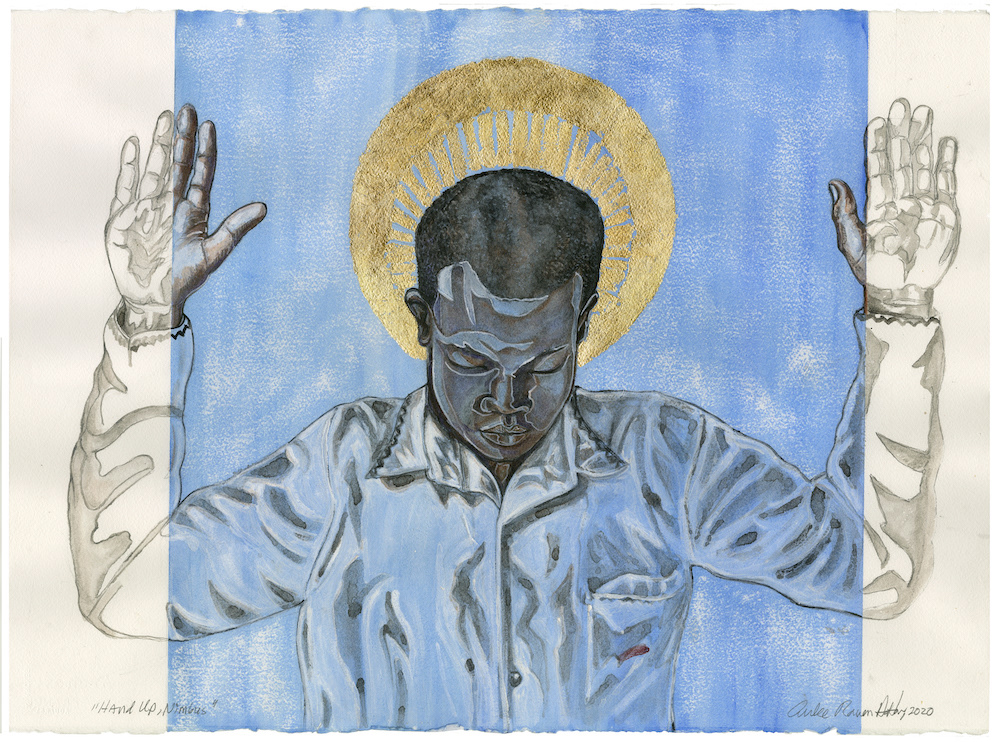 Curlee Raven Holton, Hands Up, Digital Serigraph, Gold Leaf, ed. 30, 20 x 24 in, 2020