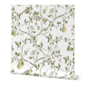 Wallpaper in Pear Tree Chinoiserie - Large - French Country Sage Green Toile