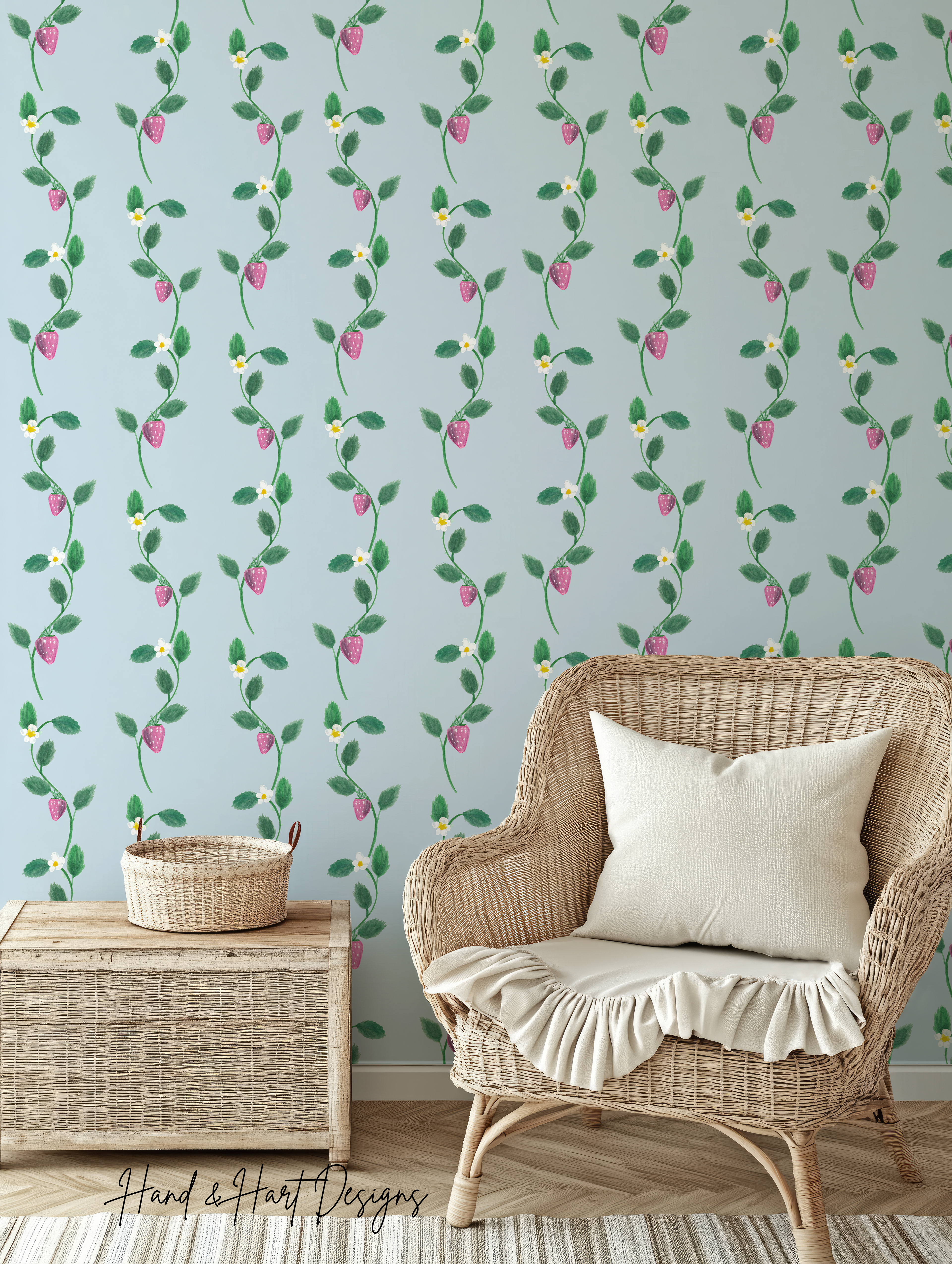 Strawberry Vine Motif for Wallpaper, Fabric, etc.