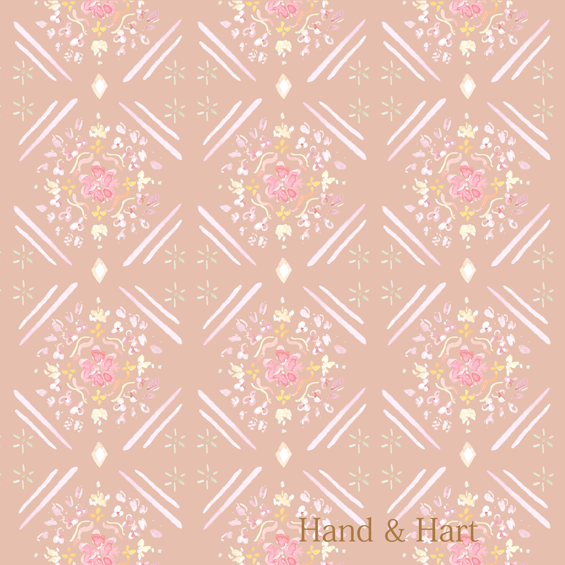 Dusty Pink Watercolor Flower Tile