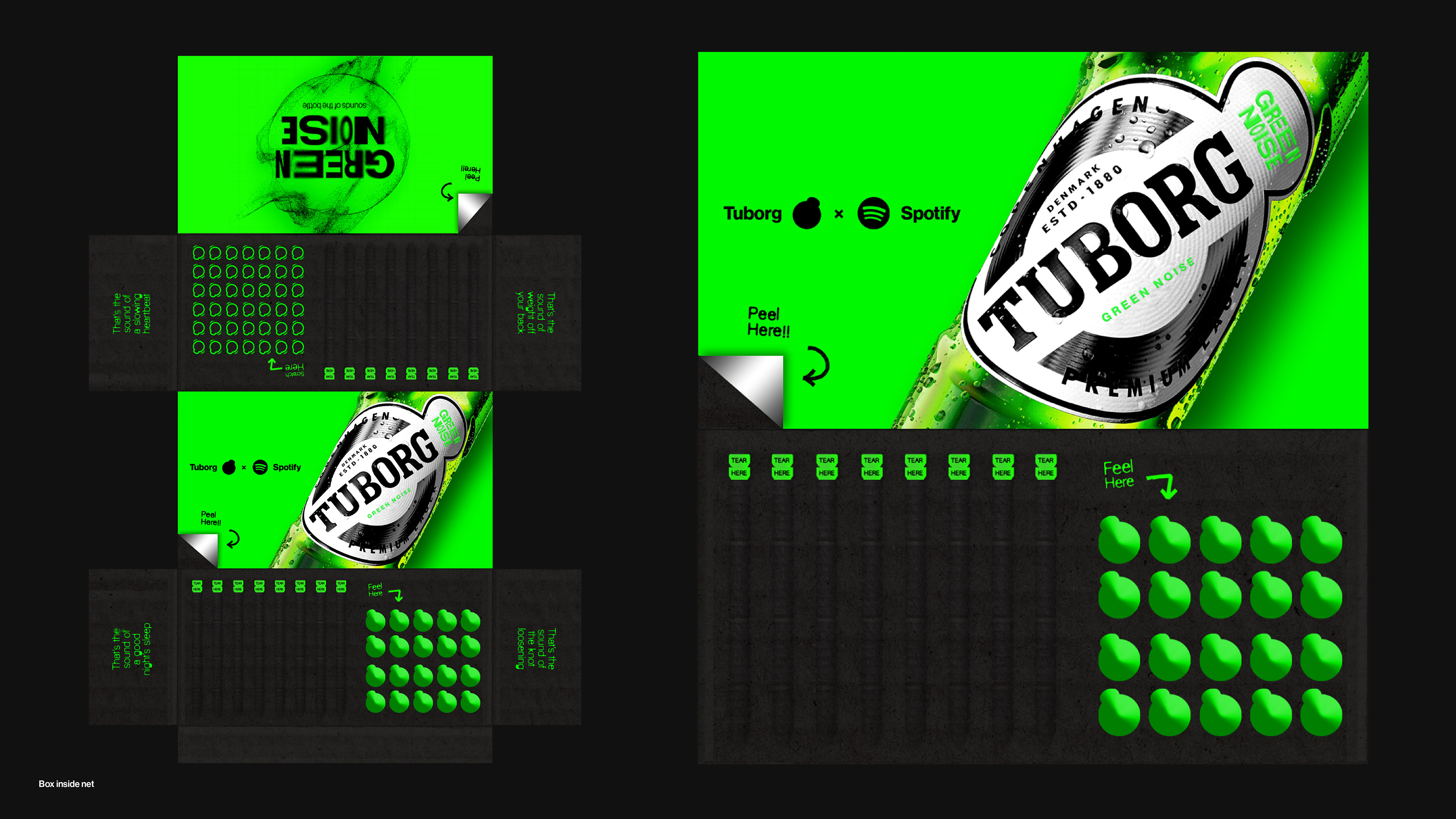 Inside of the beer box folds out and includes ASMR related interactive features