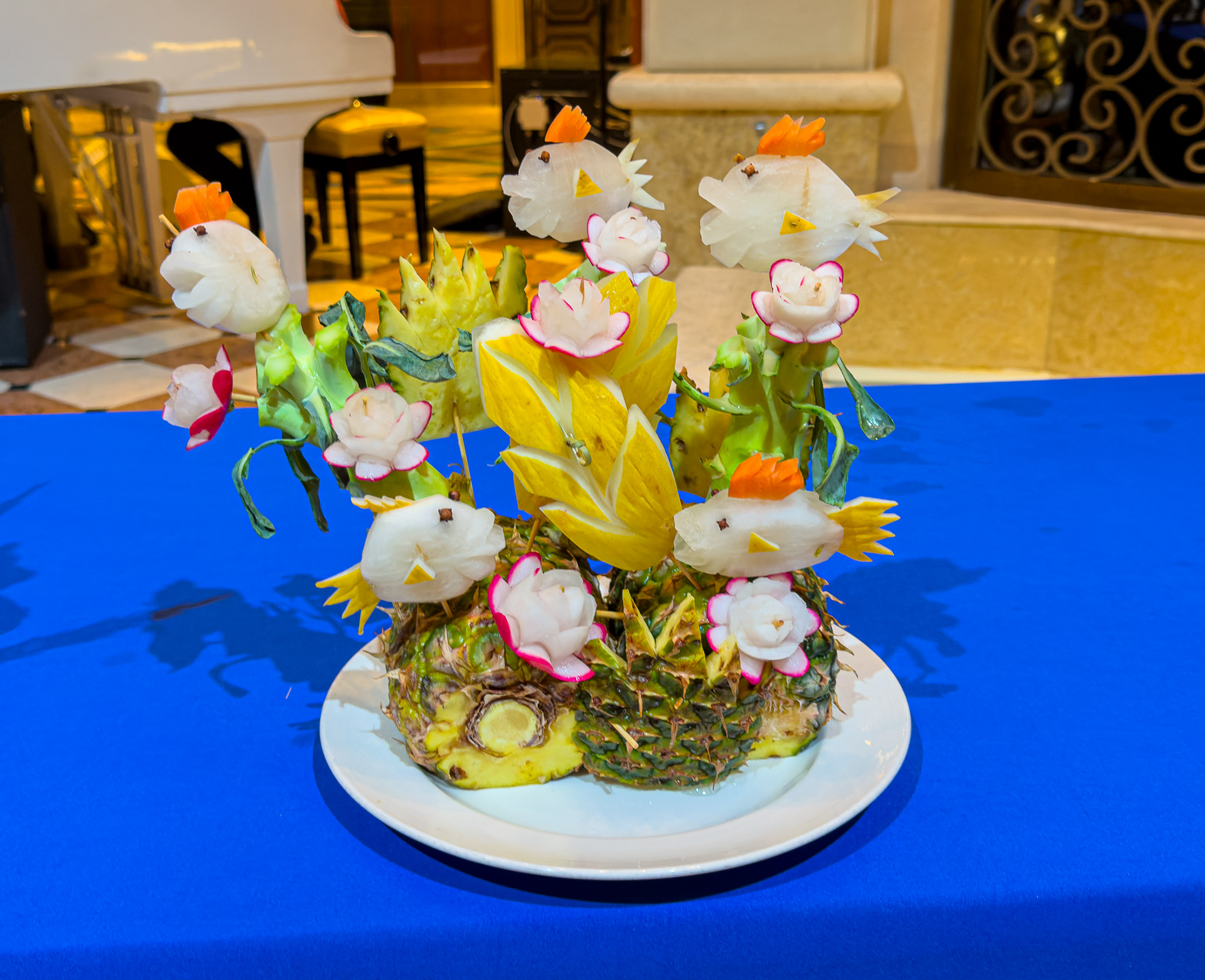 Food carving demo on ship