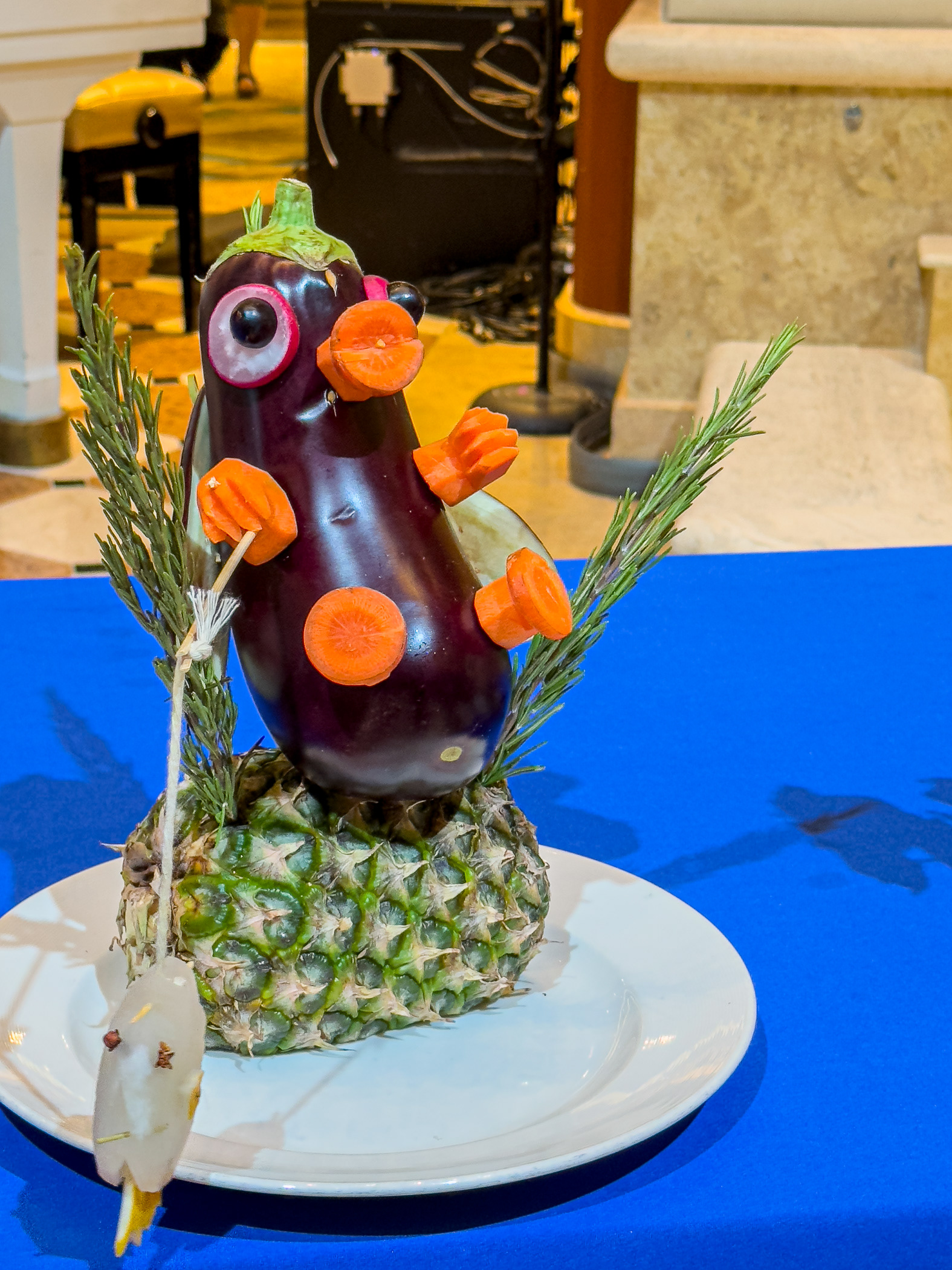 Food carving demo on ship