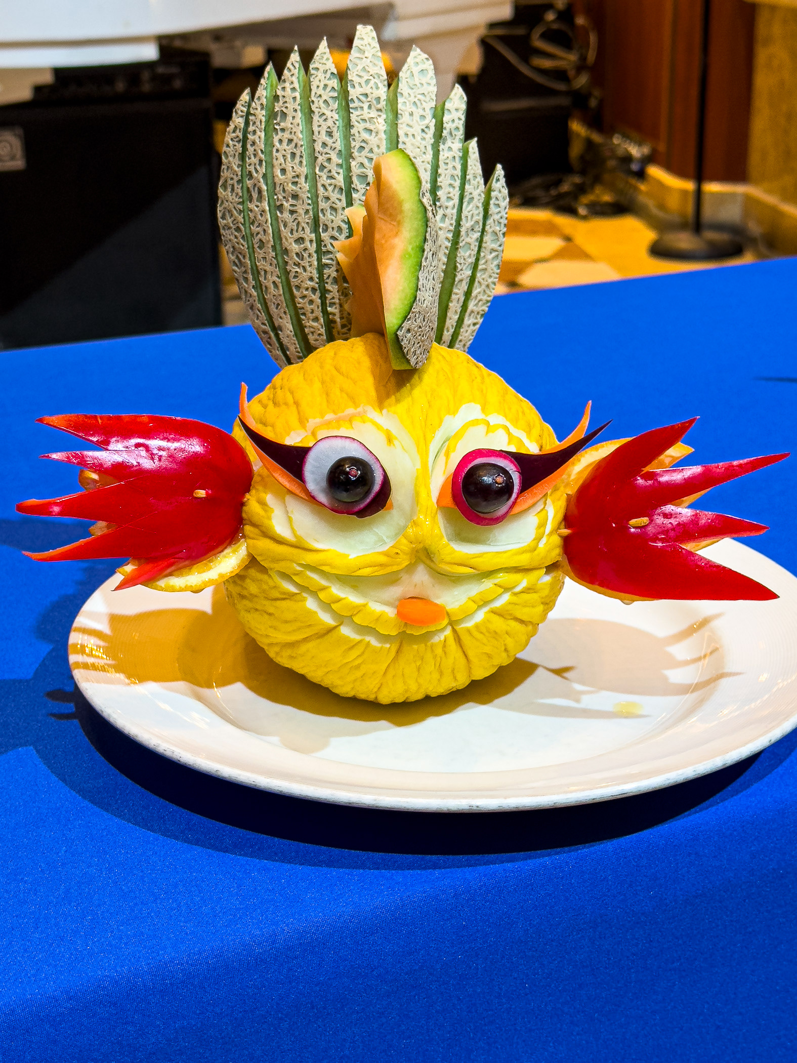 Food carving demo on ship