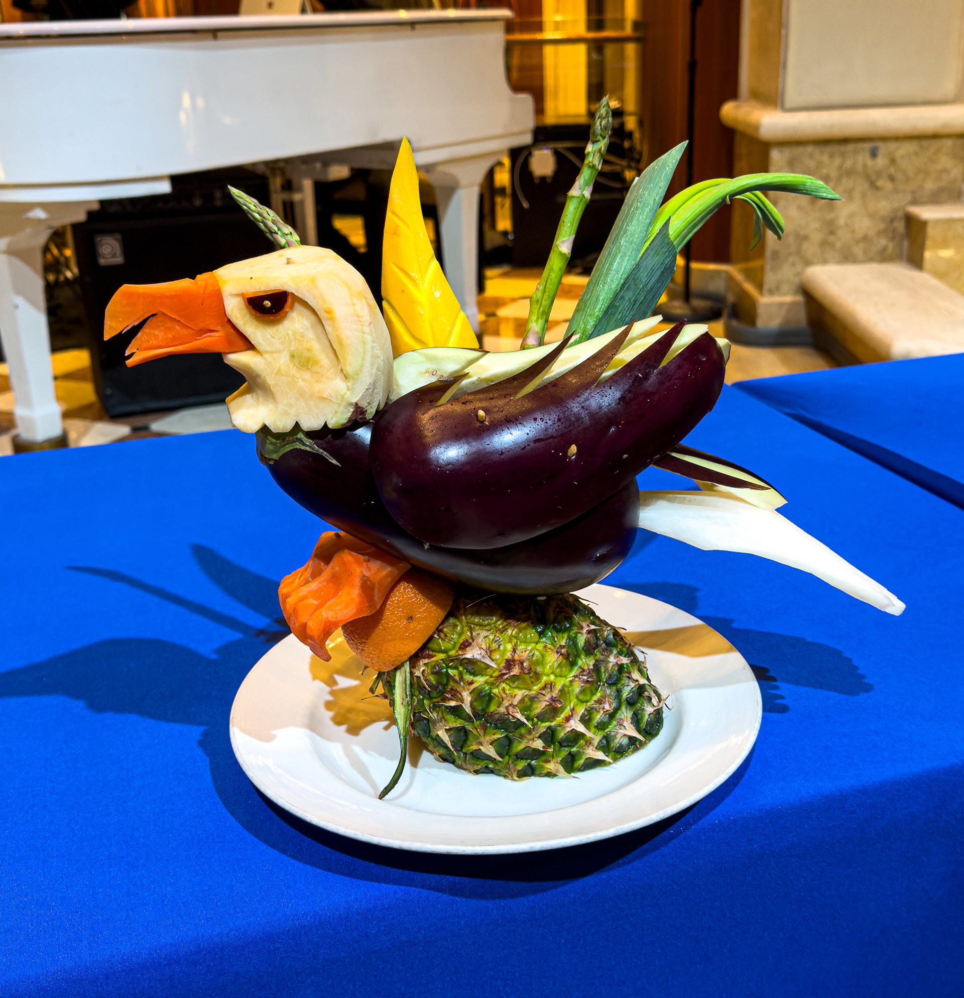 Food carving demo on ship