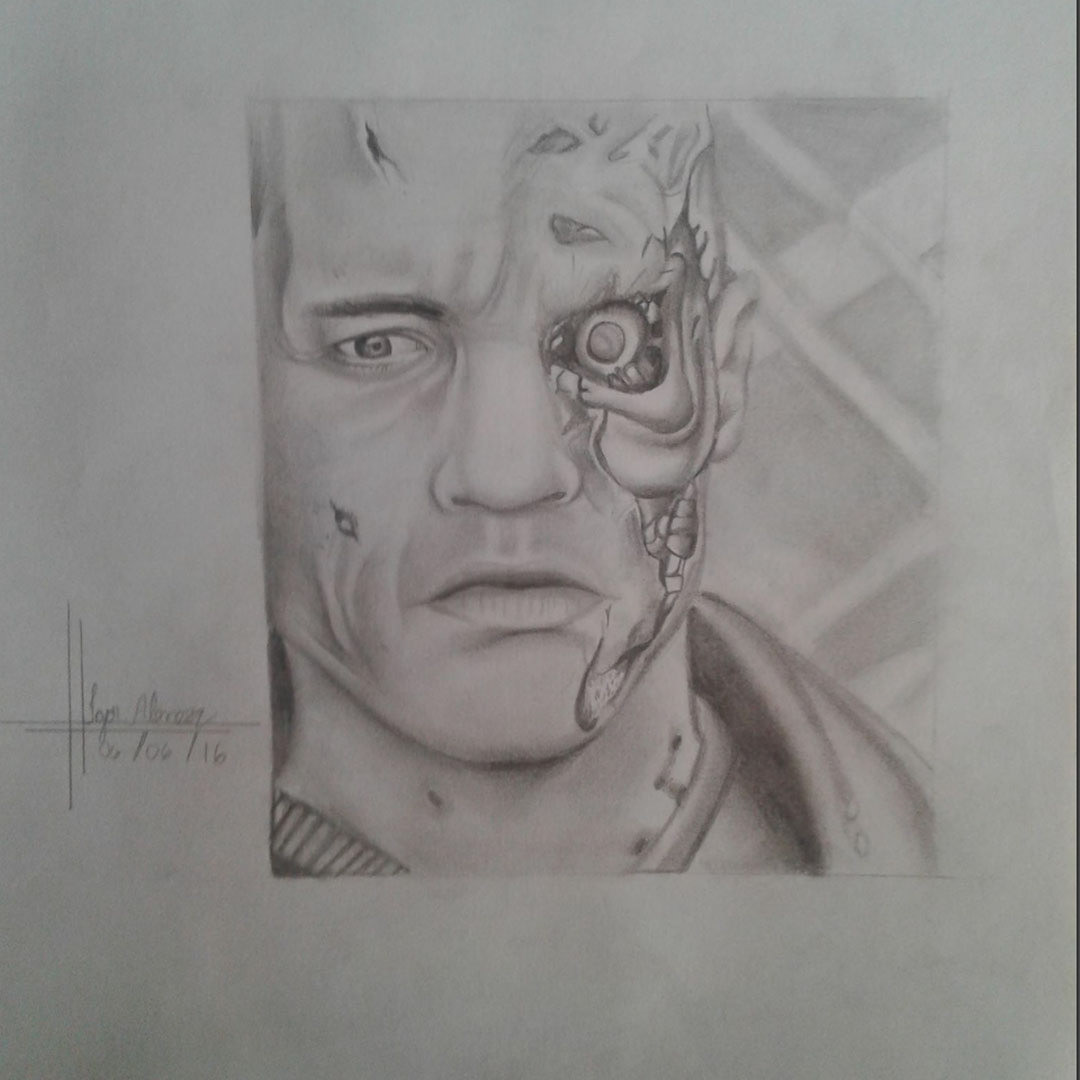 Primeiro desenho realista preto e branco