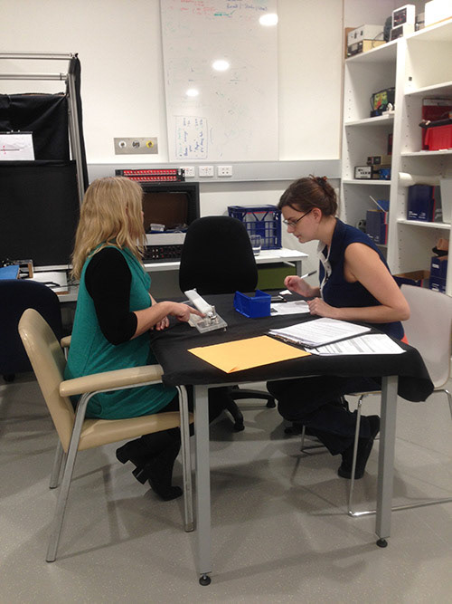 Cassie interviewing a patient participant for the CRPS research at Neuroscience Research Australia