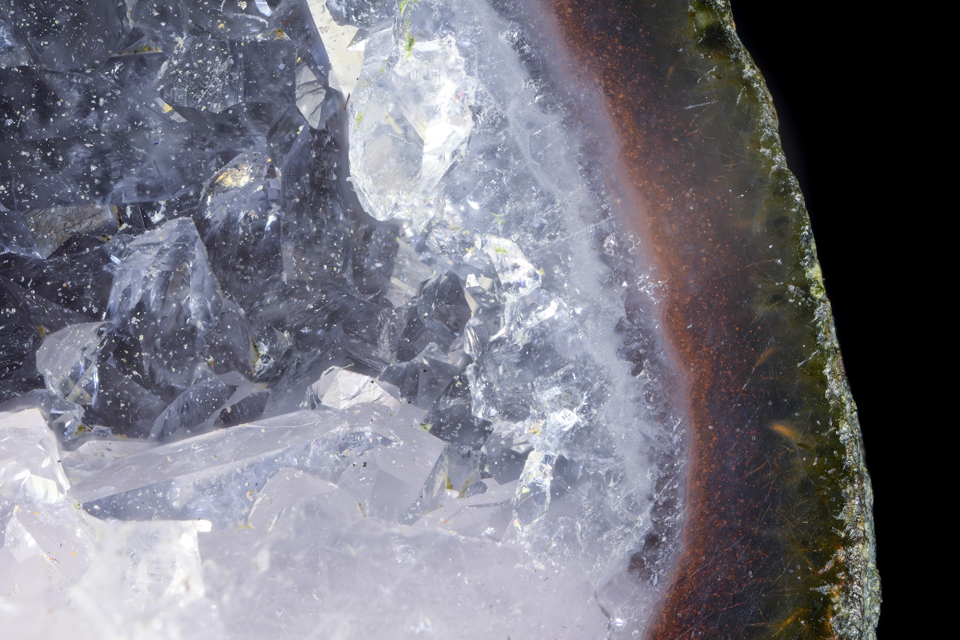 Ultra-macro photo of tiny piece of quartz. This image is a focus-stack of 20 photos.