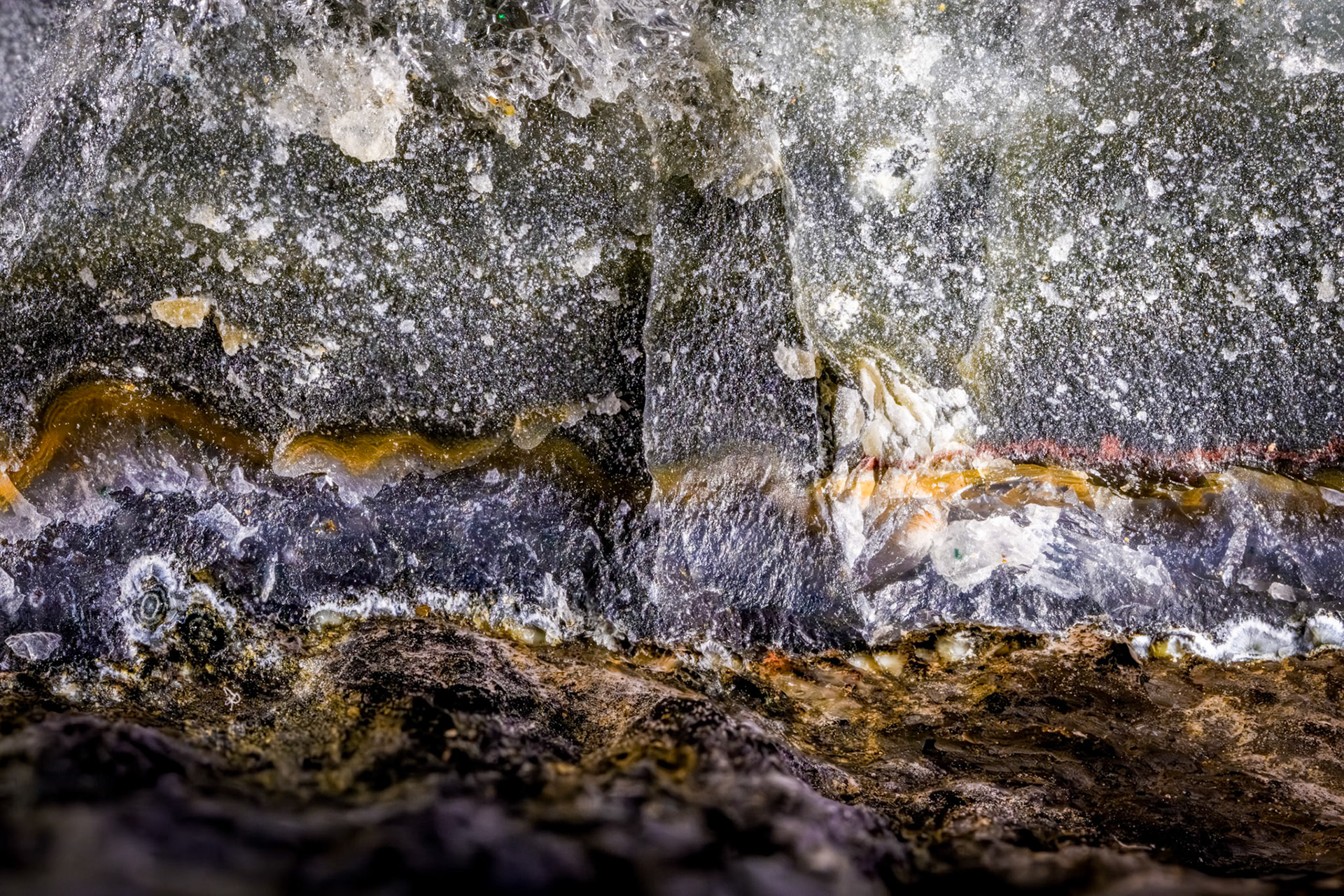 Ultra-macro photo of amethyst. This image is a focus-stack of 15 photos.
