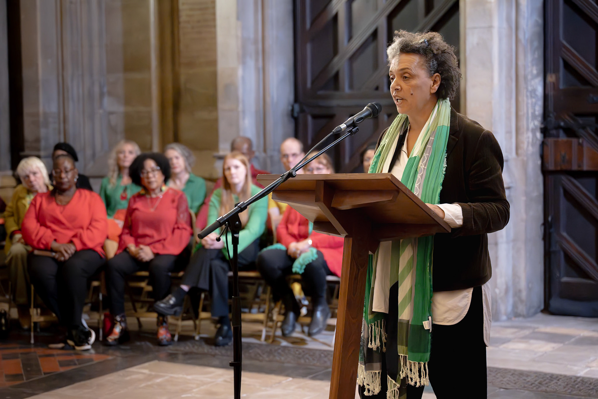 An event to mark the unveiling of a monument to John Isaac at Bristol Cathedral. October 2024.