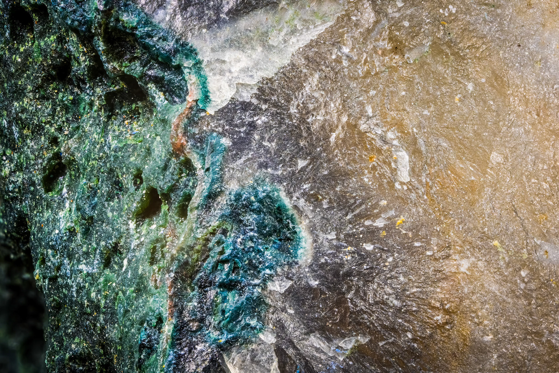 Ultra-macro photo of amethyst. This image is a focus-stack of 24 photos.