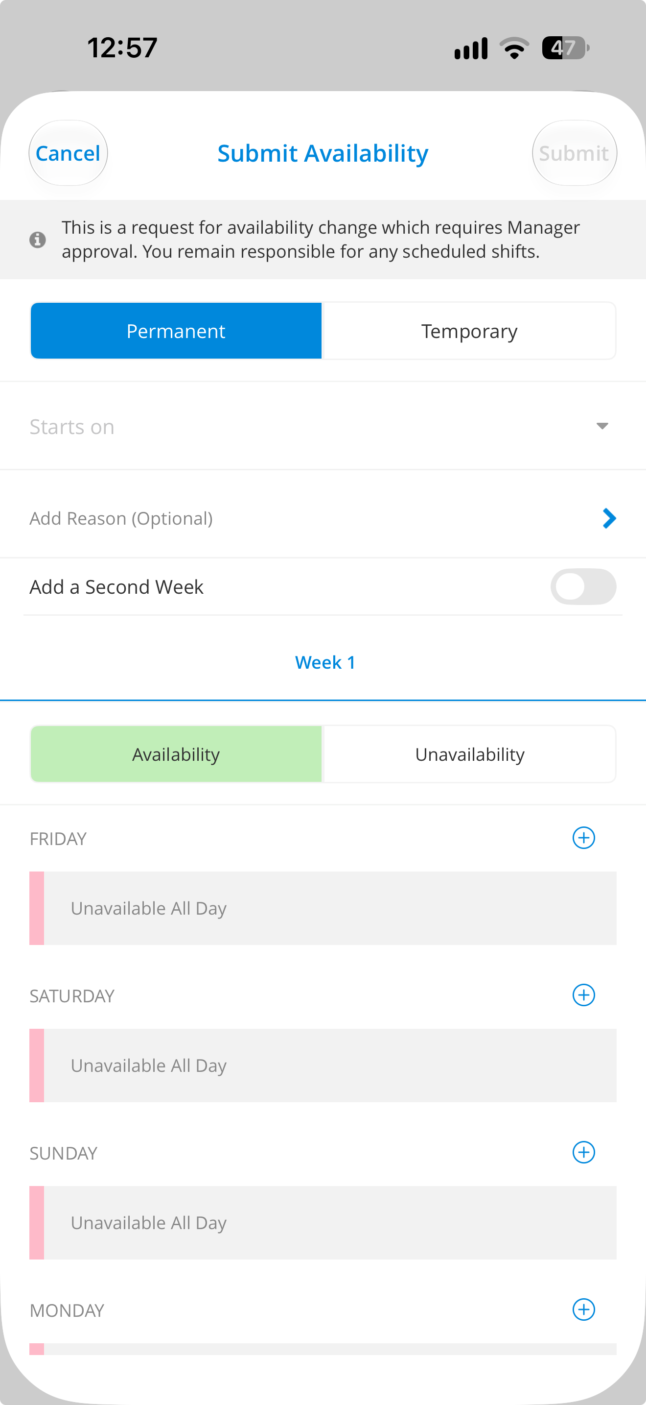 Existing Date Selector UI