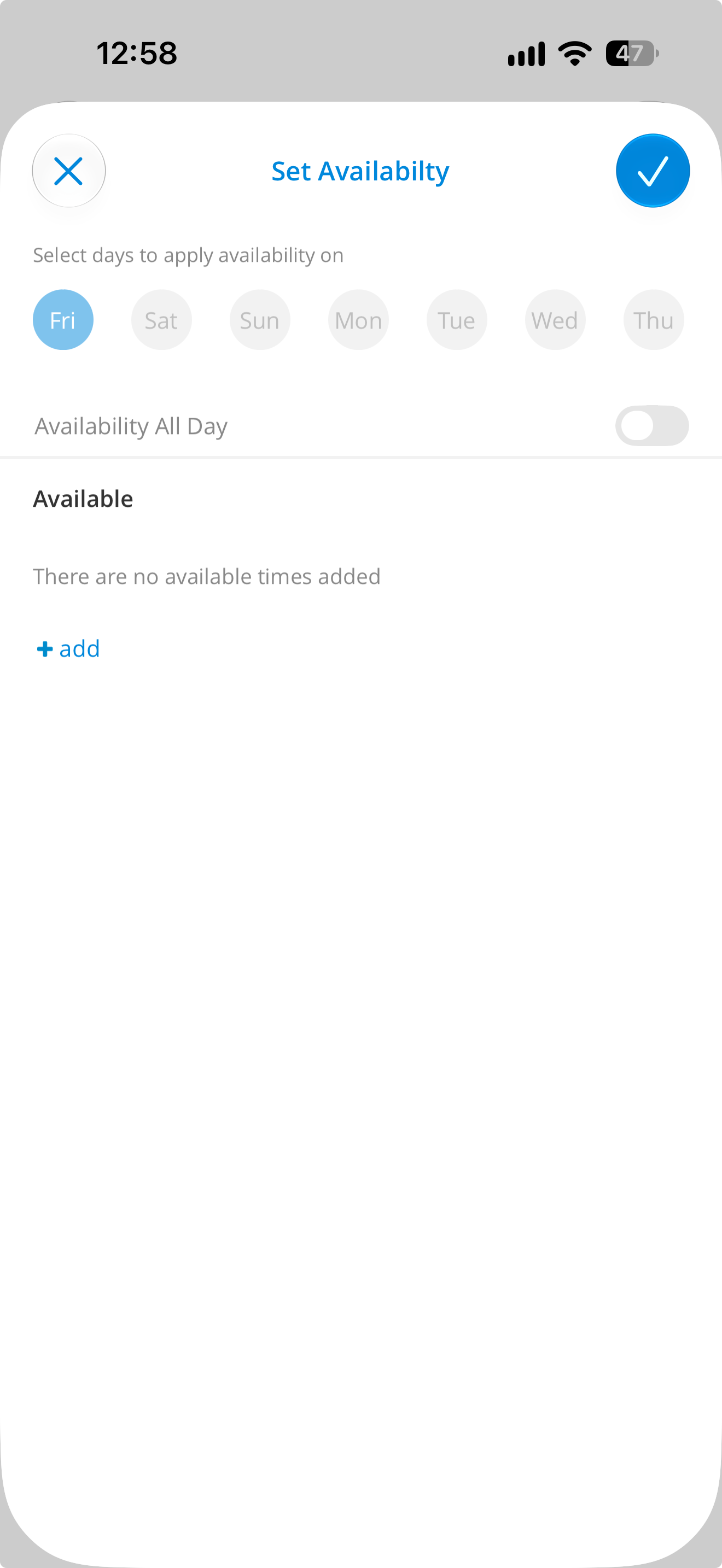 Existing Availability UI