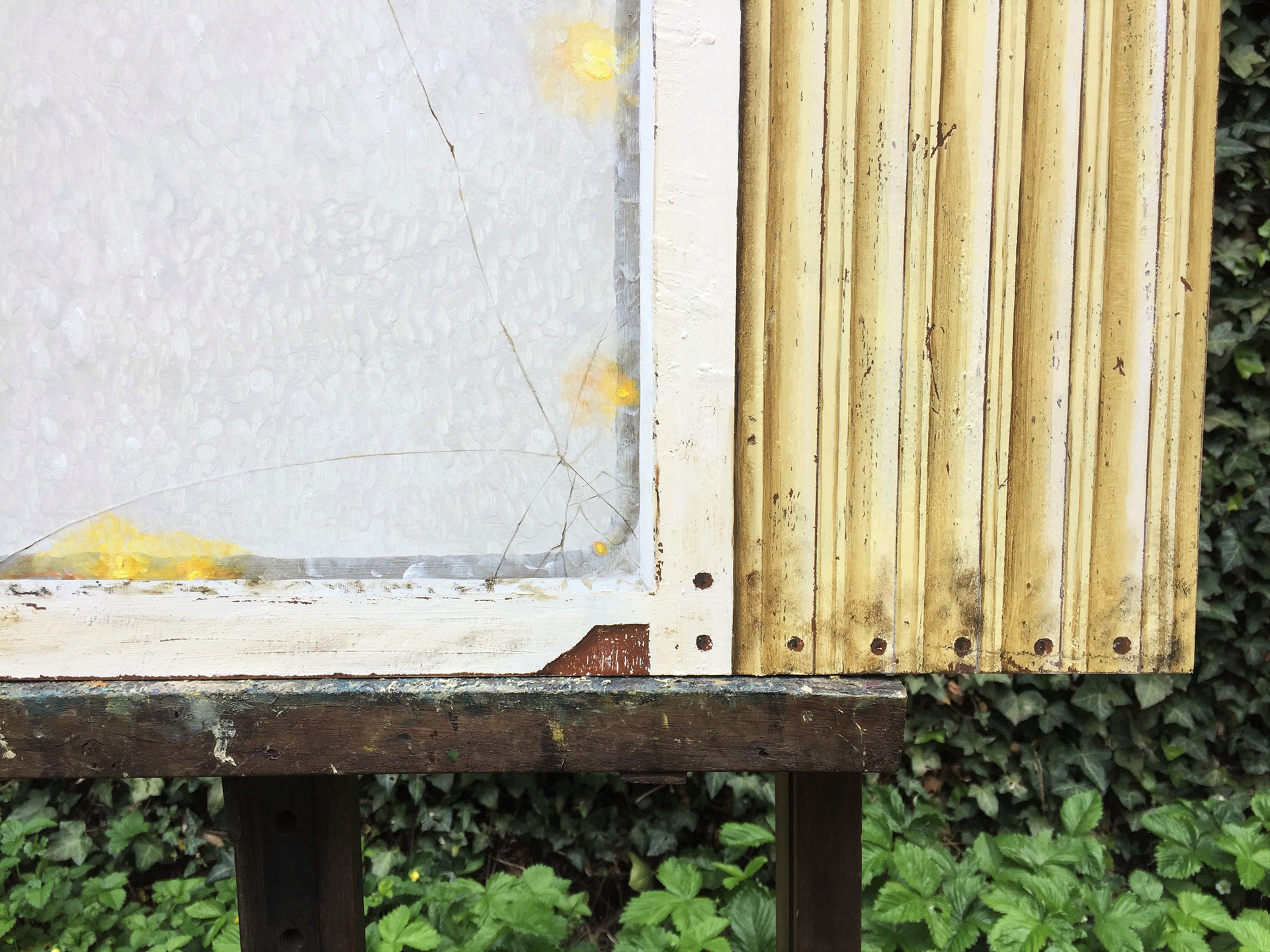 Effet vitre brisé et trompe l'oeil de lattes