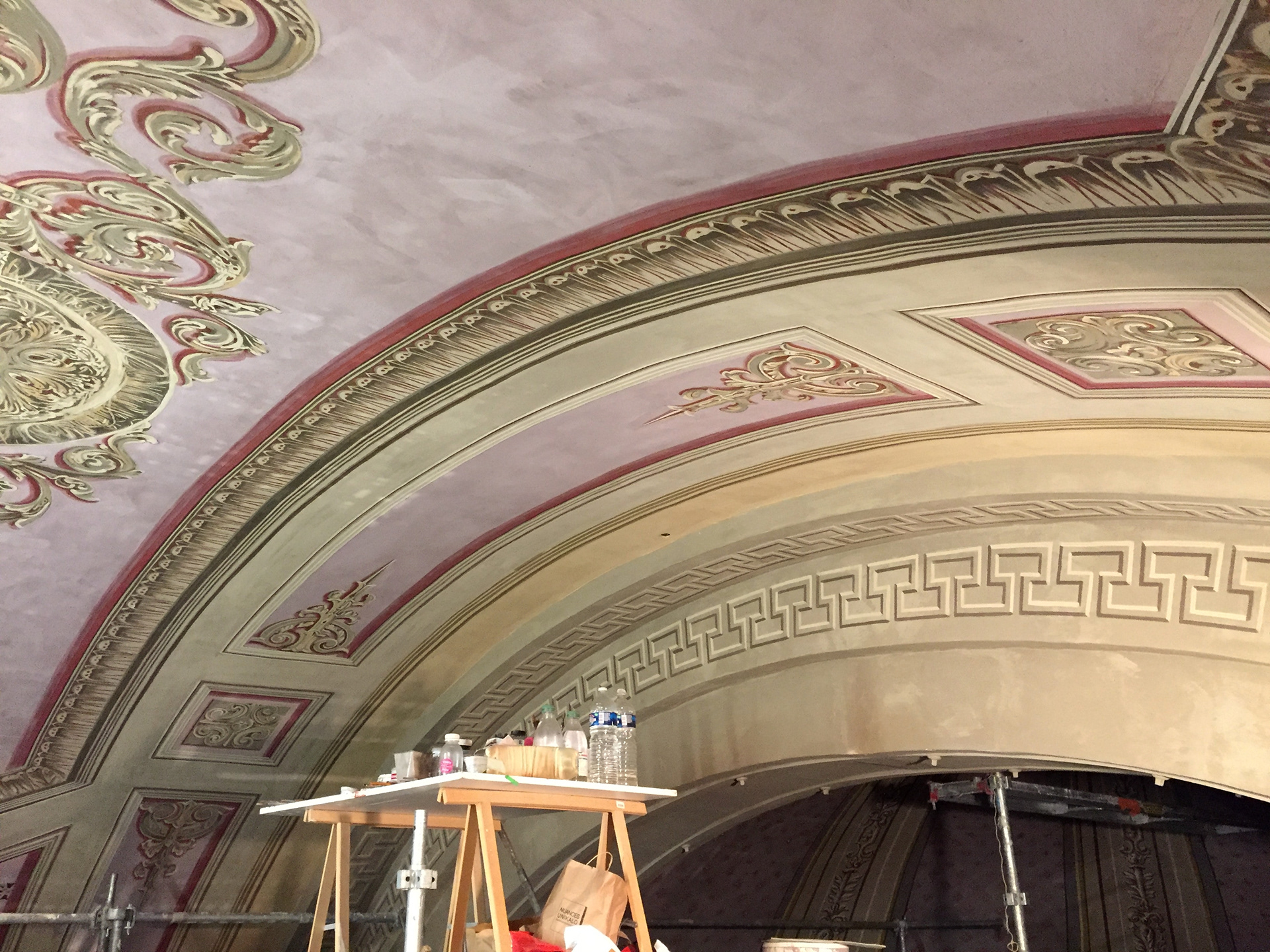 Trompe-l'œil de caissons & ornements - Saint Charles Marseille