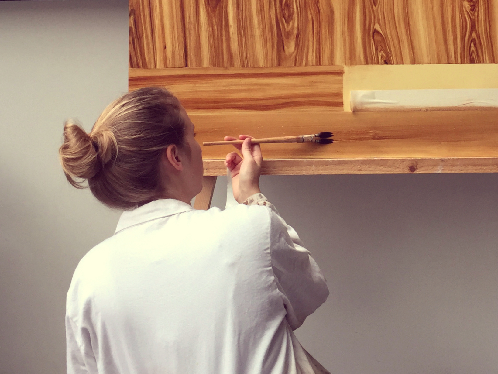 Réalisation d'un faux-noyer ~ peinture à l'huile