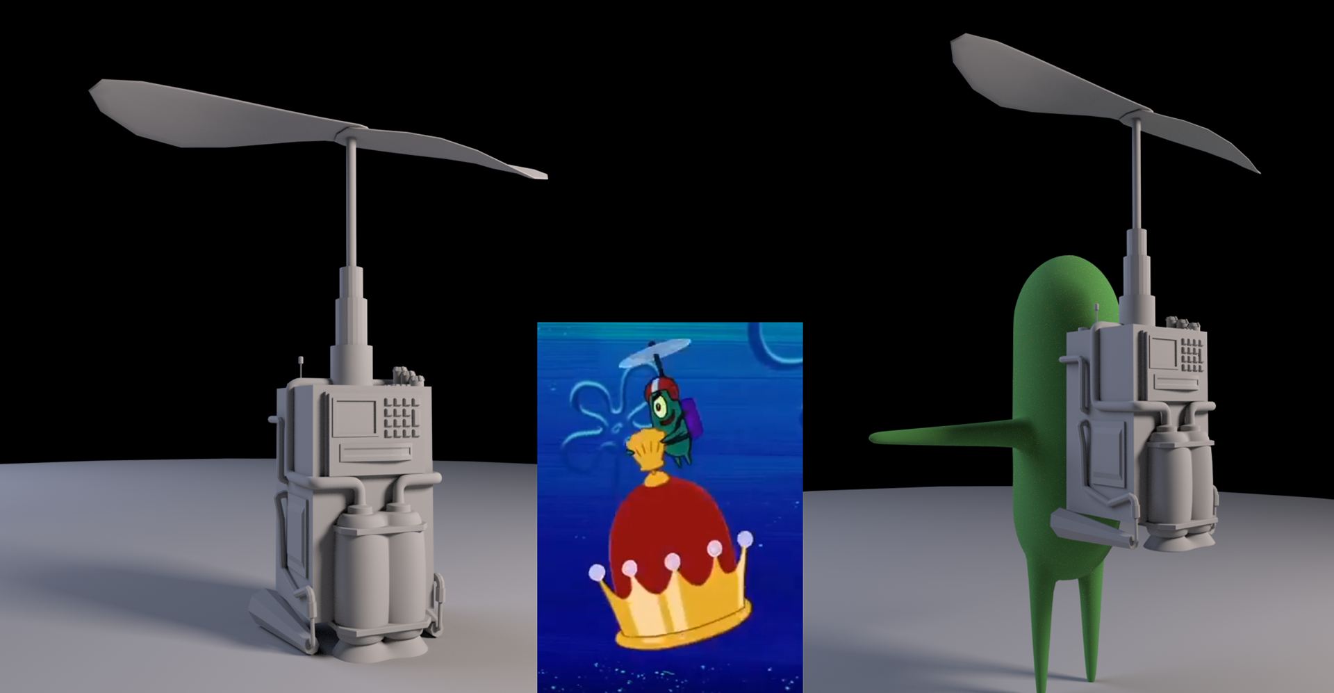 Greyscale model of Planktons flying device