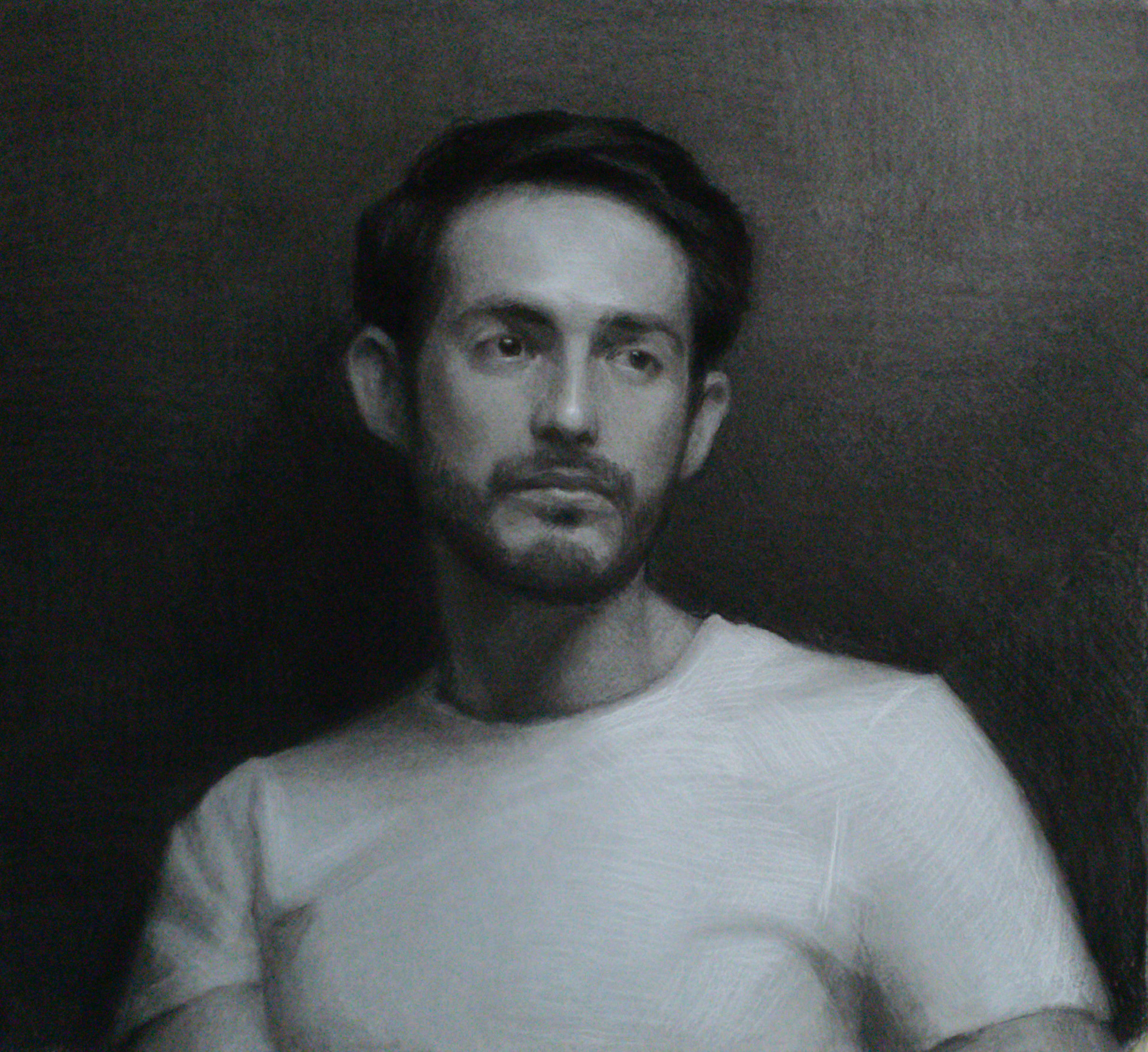 Portrait of a Restorer - Charcoal and White Chalk on Toned Paper - AVAILIBLE