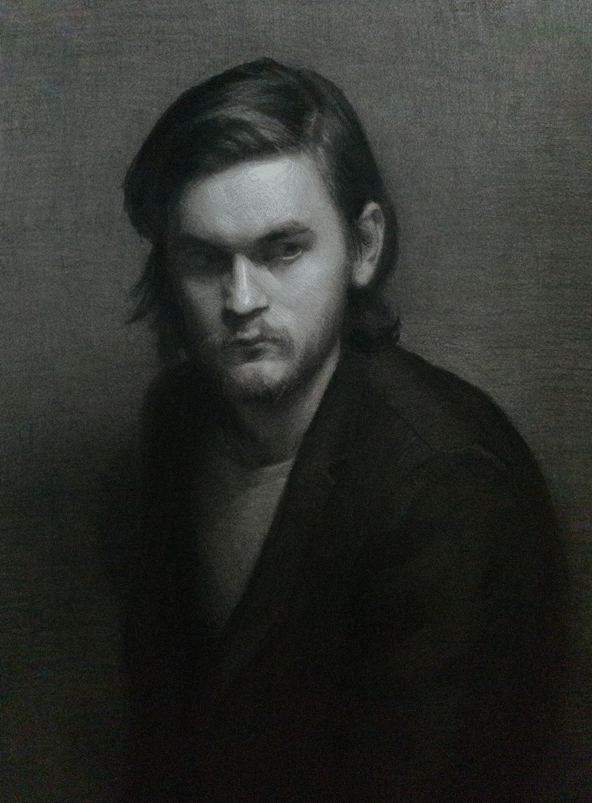 Portrait of a Broken Heart - 22x28" - Charcoal and White Chalk on Toned Paper - AVAILIBLE