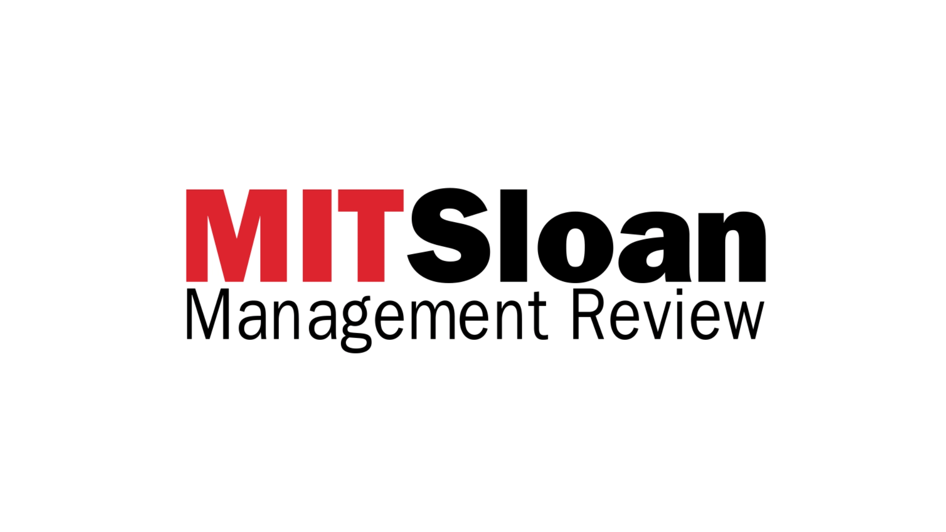 Animated typographic comparison showing the MIT Sloan Management Review logotype refinement, with "MIT Sloan" set in thinner weights and "Management Review" widened and thickened.
