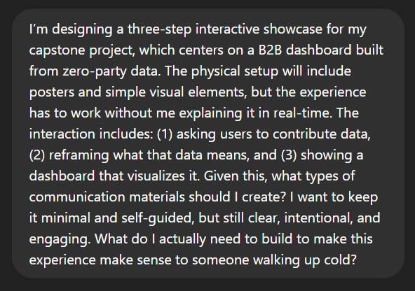 Prompt to assess showcase needs