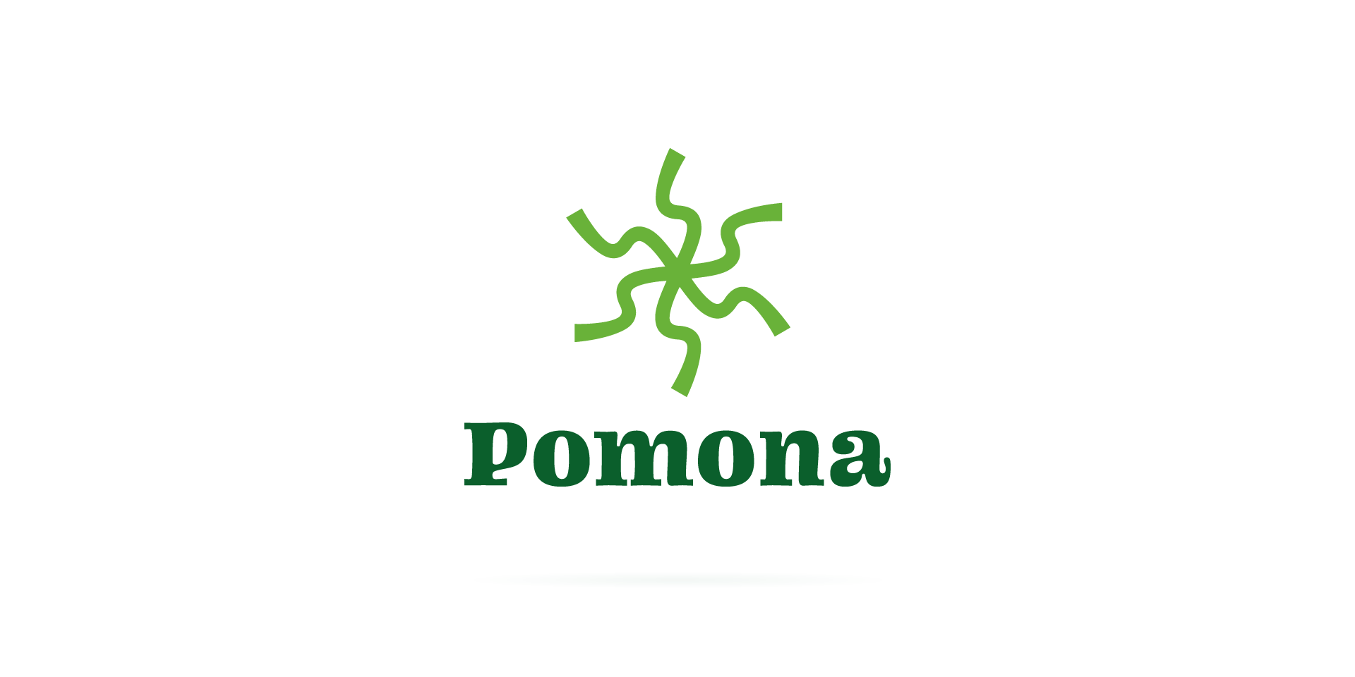 POMONA marca símbolo logo verde com sombra
