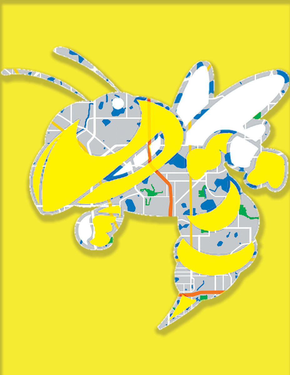 Window: The overlay was combined with a sold fill and the map filled the transparent areas of the mascot.