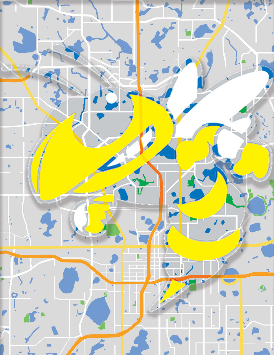 Overlay: We wanted to try to represent the school somehow on the map. I looked into adding a watermark of our mascot.