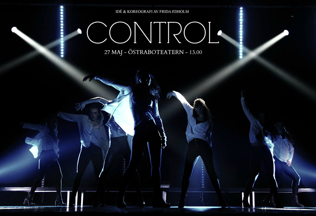 Affischfoto för dansföreställningen "Control" (Frida Edholm, 2015). Affisch: Okänd.
