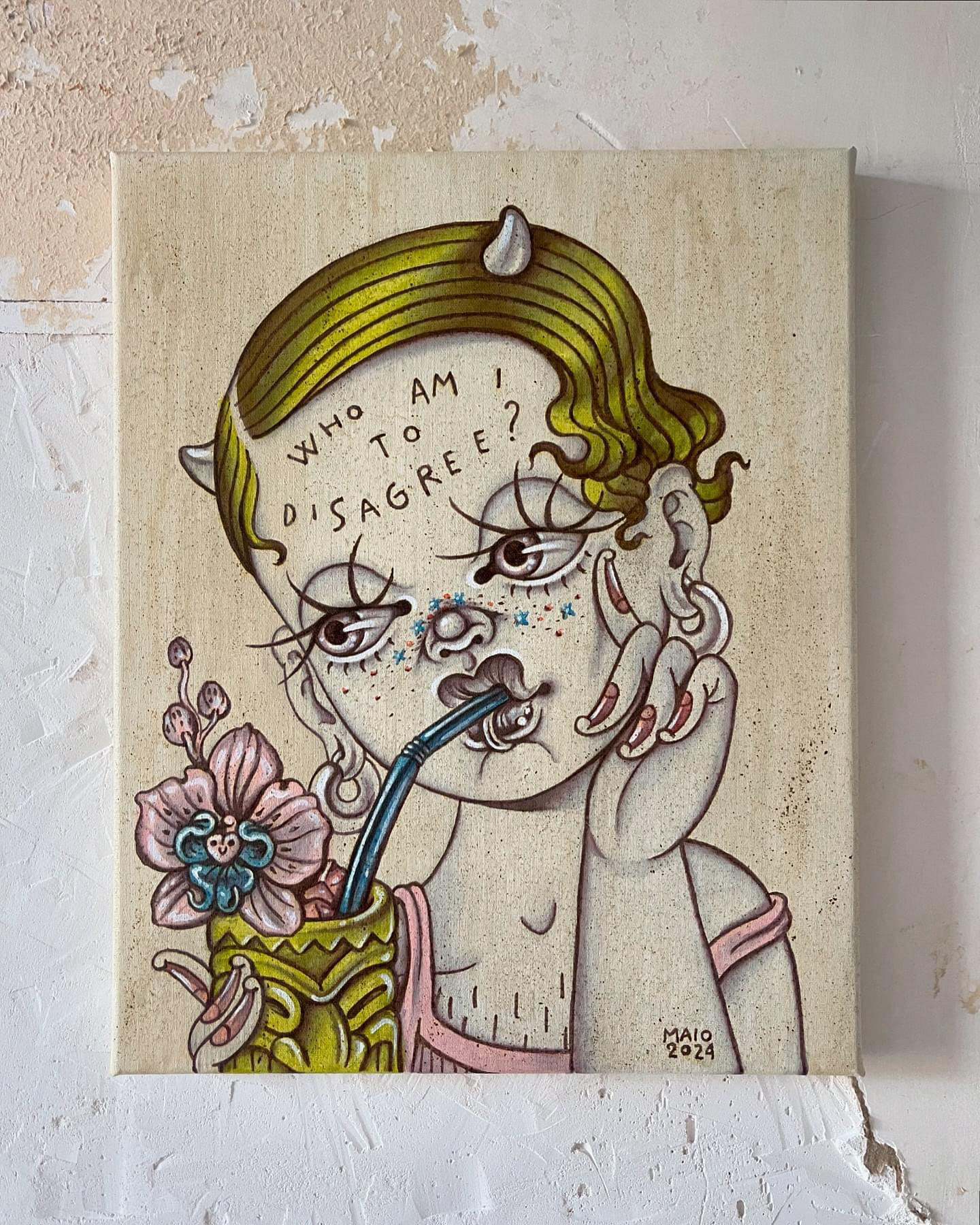 Fundamental Questions  - Acrylic and Ecoline on canvas 24 x 30 cm - 2024