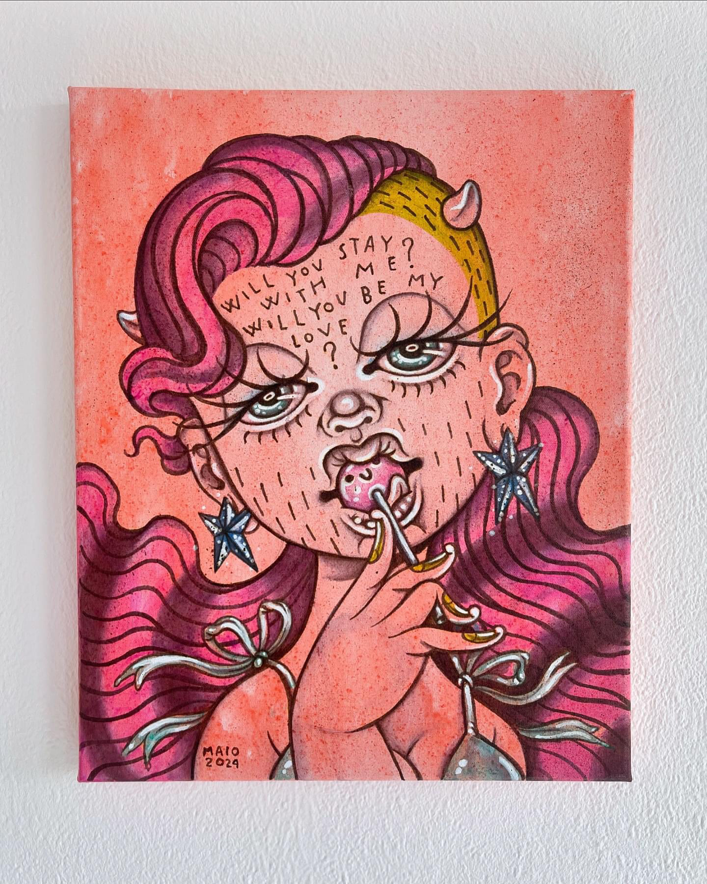 Fundamental Questions  - Acrylic and Ecoline on canvas 24 x 30 cm - 2024