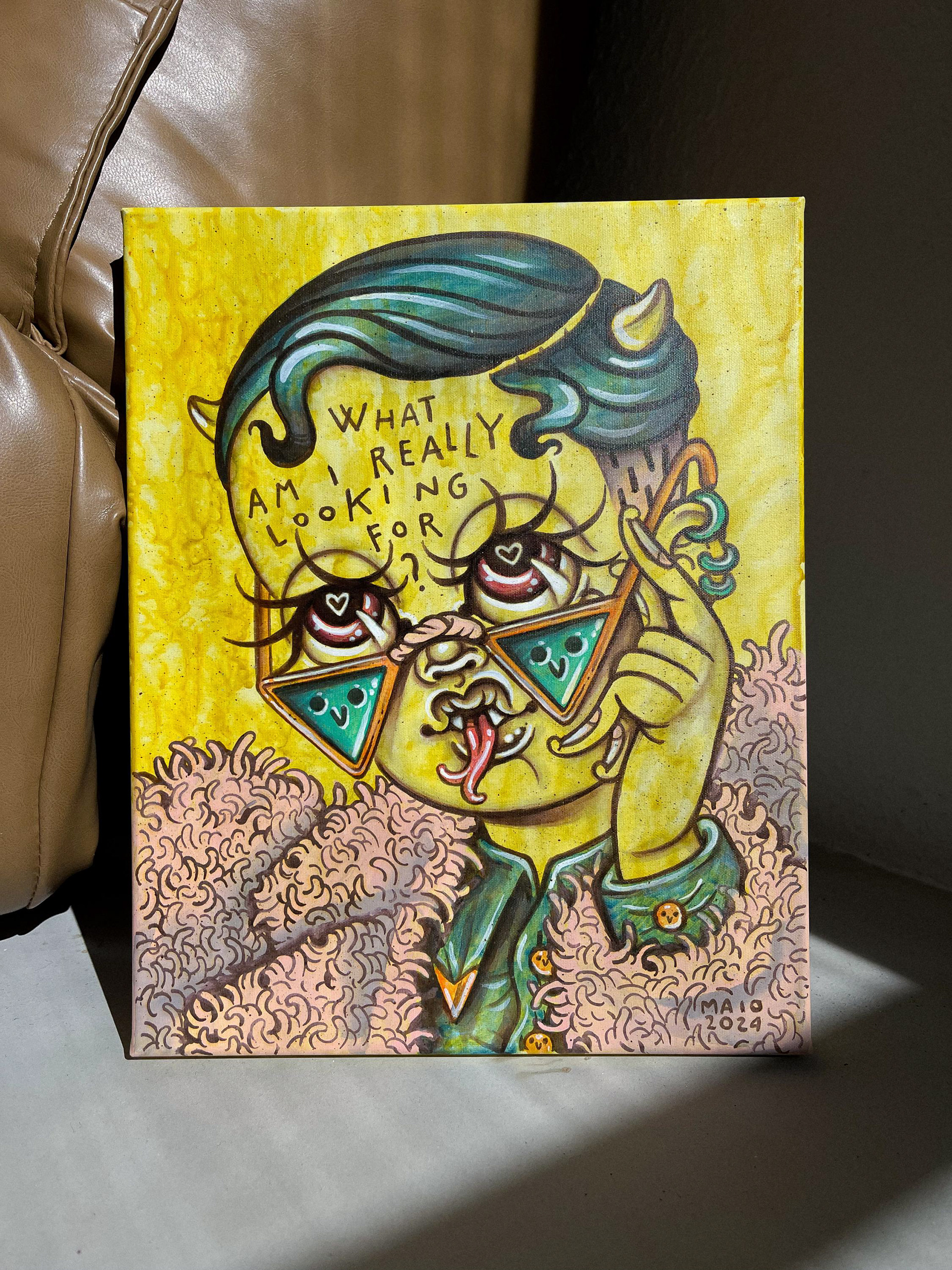 Fundamental Questions  - Acrylic and Ecoline on canvas 24 x 30 cm - 2024
