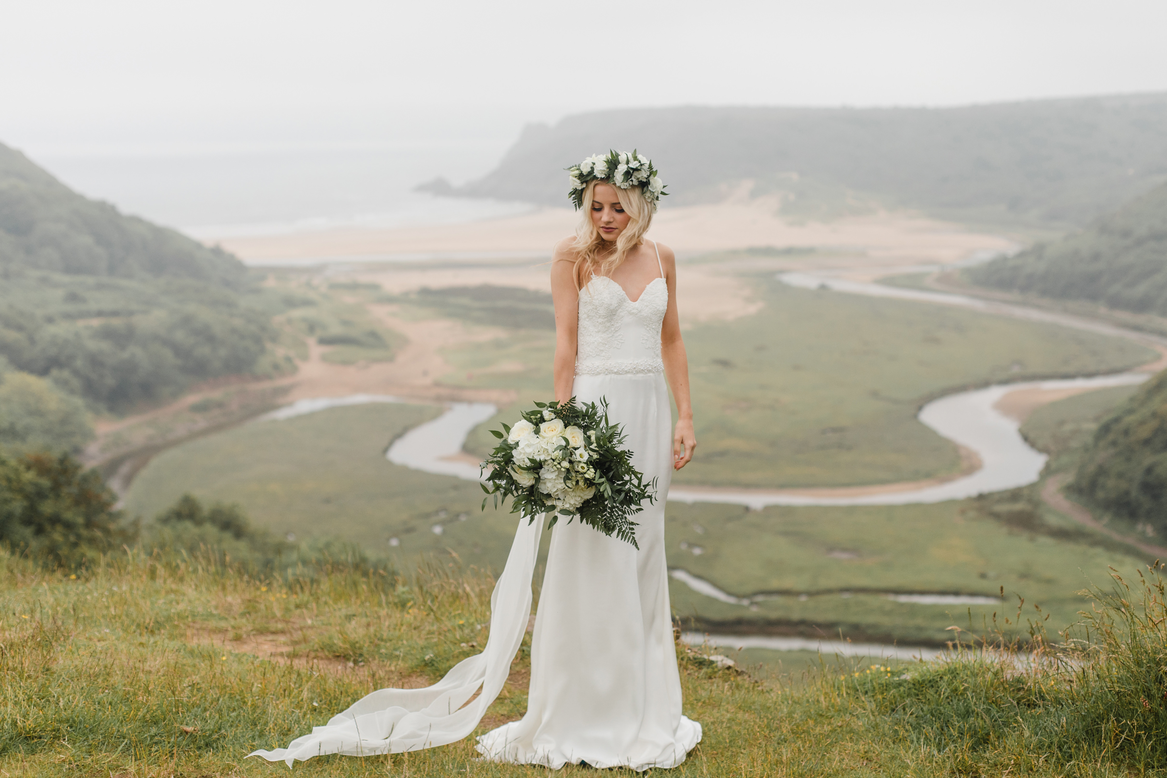 AMR Bridal, AMR Rosa Dress, Three Cliffs, Gower Peninsula