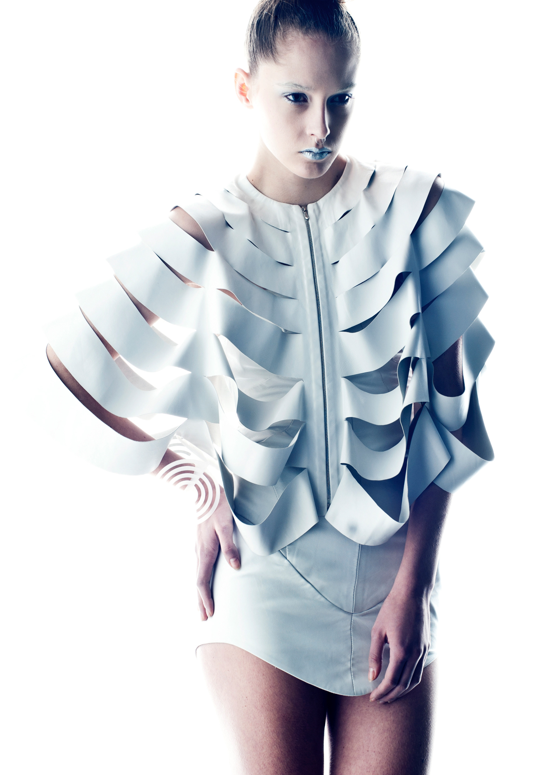 AMR White Leather Cape