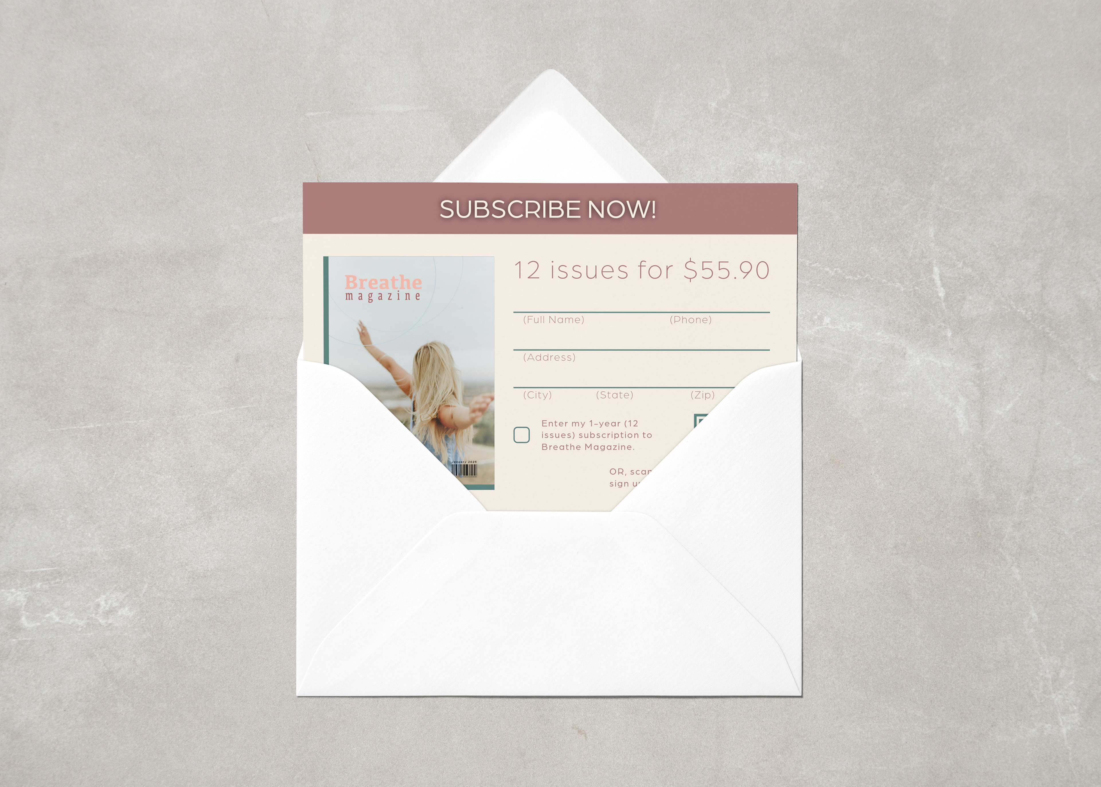 Subscription sign-up card (Mockup provided by GraphicBurger)