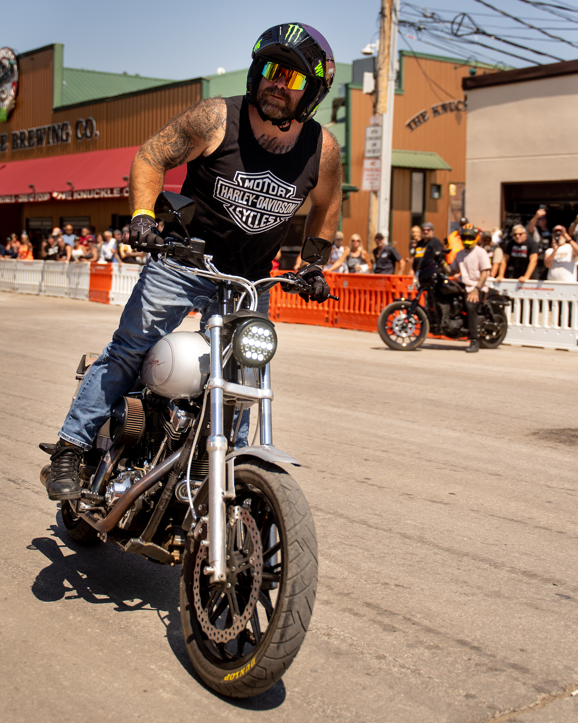 Unknown Industries performs a stunt show during the sixth day of the 81st Sturgis Motorcycle Rally in Sturgis, South Dakota. 08.11.21.