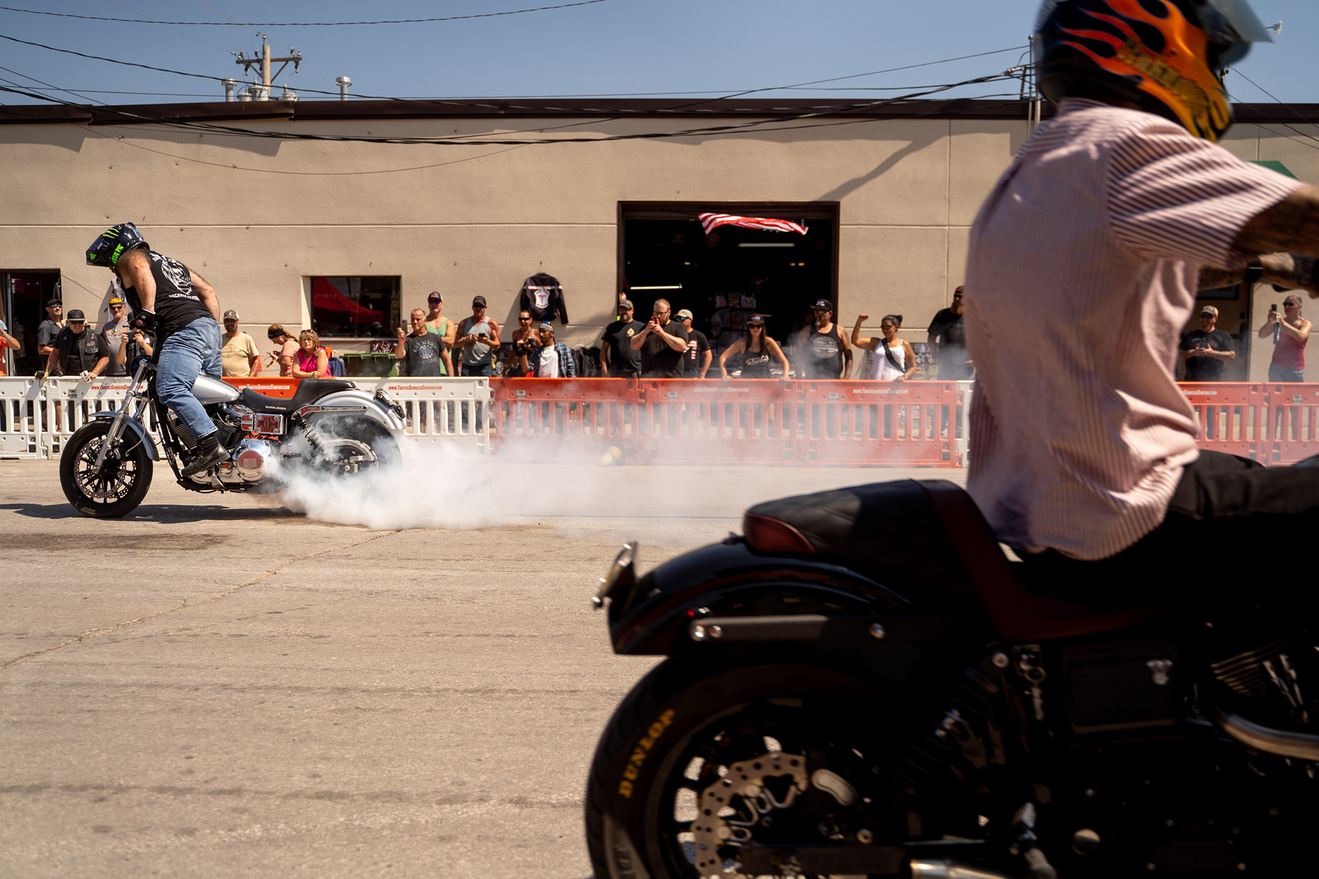 Unknown Industries performs a stunt show during the sixth day of the 81st Sturgis Motorcycle Rally in Sturgis, South Dakota. 08.11.21.