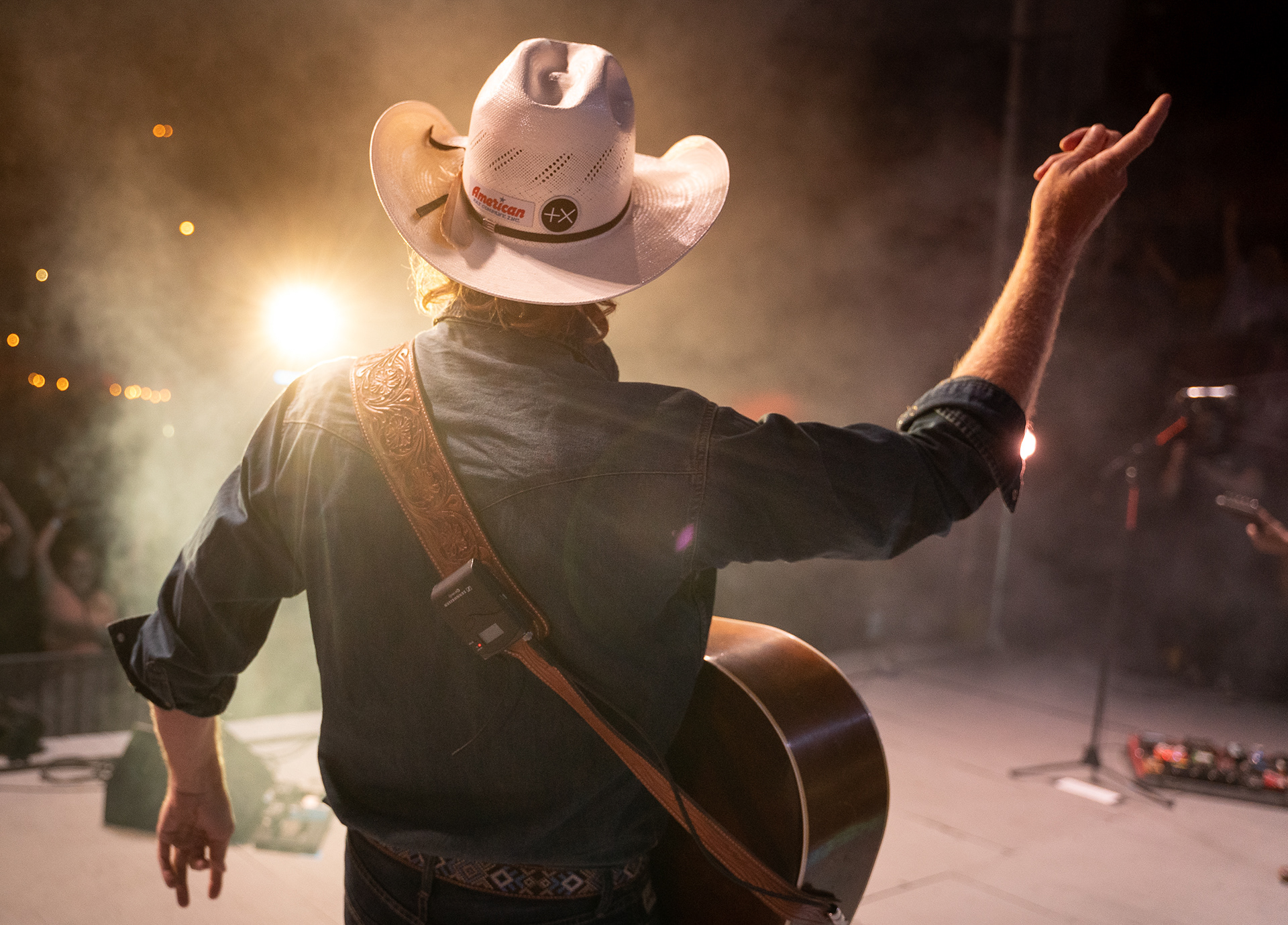 Chancey Williams makes his way onto the stage at the Iron Horse Saloon during the third day of the 81st Sturgis Motorcycle Rally in Sturgis, South Dakota. 08.08.21.