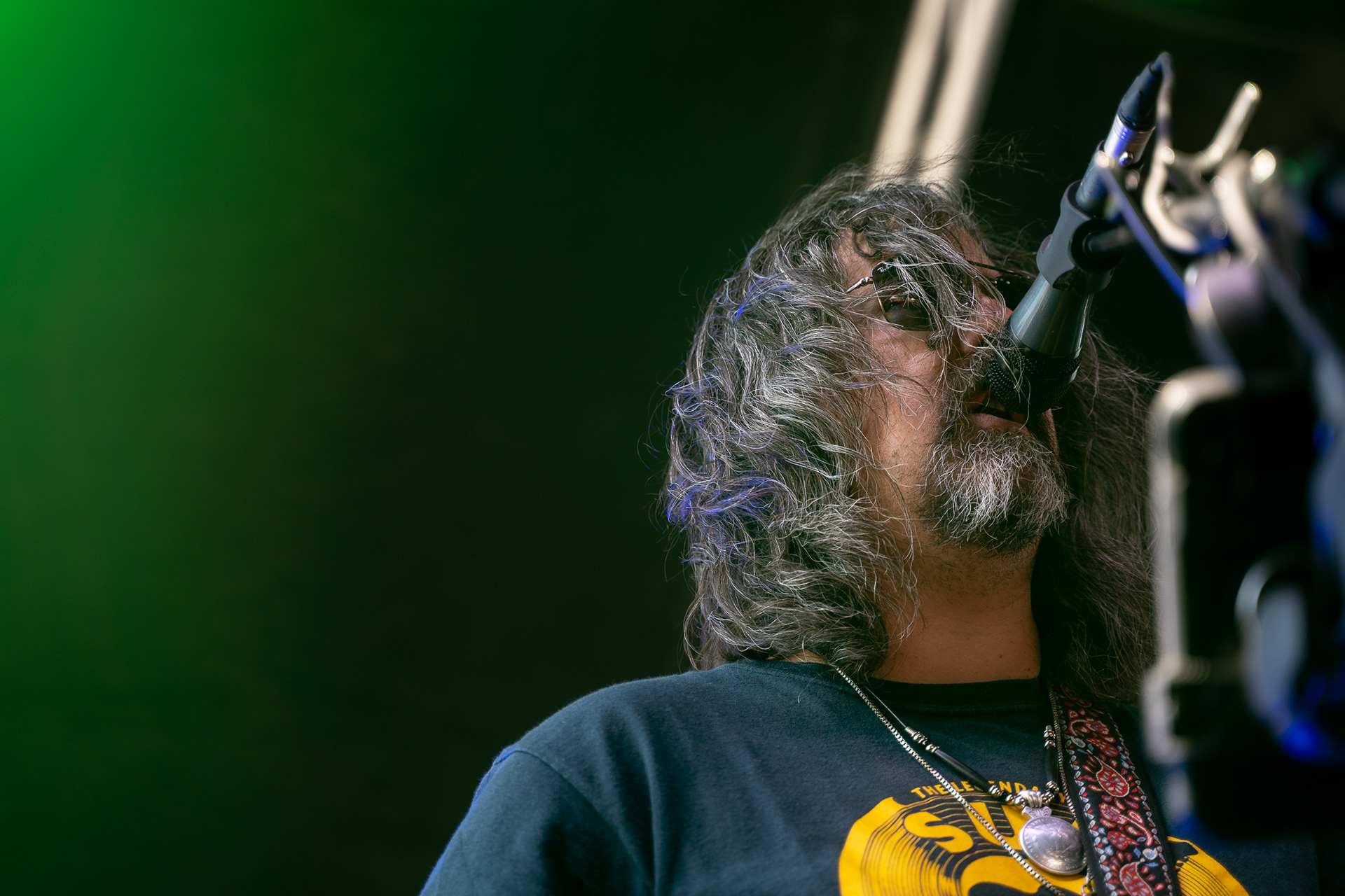 Fred Stephenson performs with Britnee Kellogg at the Loud American Roadhouse during the sixth day of the 81st Sturgis Motorcycle Rally in Sturgis, South Dakota. 08.11.21.
