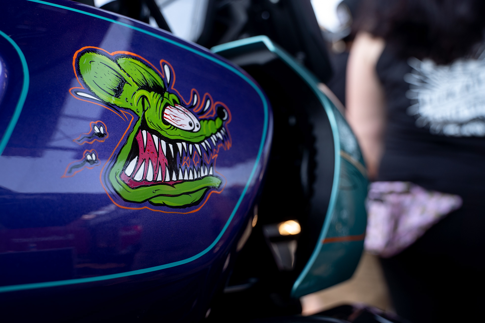 A custom paint job on a Harley Pan America is pictured at the V-Twin Visionary bike show during the sixth day of the 81st Sturgis Motorcycle Rally in Sturgis, South Dakota. 08.11.21.